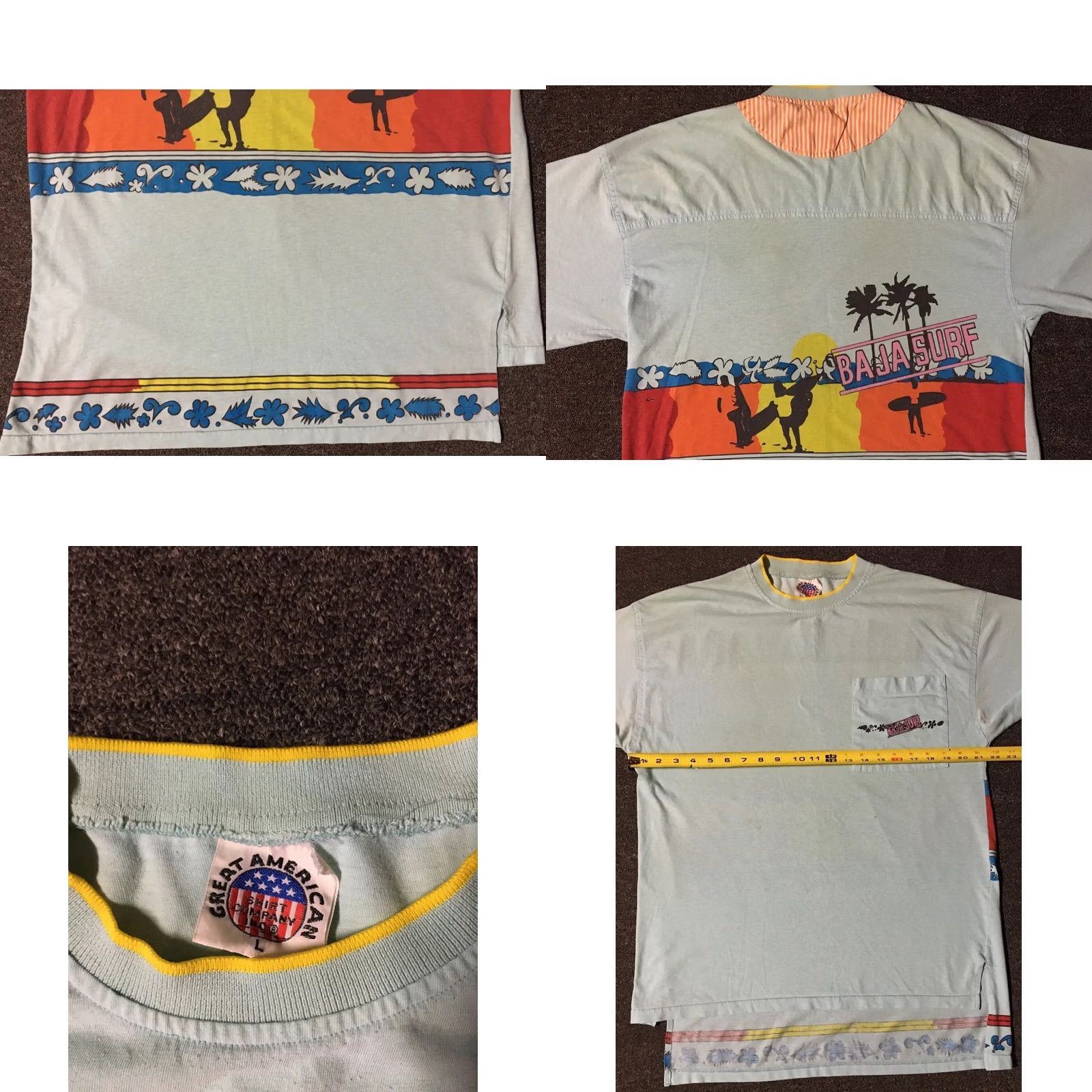Quiksilver VINTAGE Quiksilver T-Shirt Shirt Beach USA 90s 80s Baja Surf Faded Blue L Men Graphic Tee Grunge Ocean Pattern Striped Short Sleeve USA Made Size US L / EU 52-54 / 3 - 8 Thumbnail