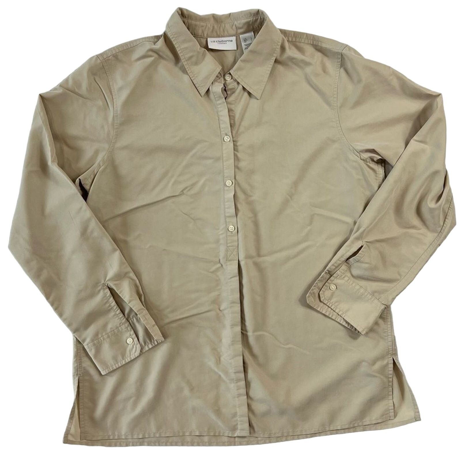Liz Claiborne Liz Claiborne Lizsport Women's Large Tan Button Up Size L / US 10 / IT 46 - 1 Thumbnail
