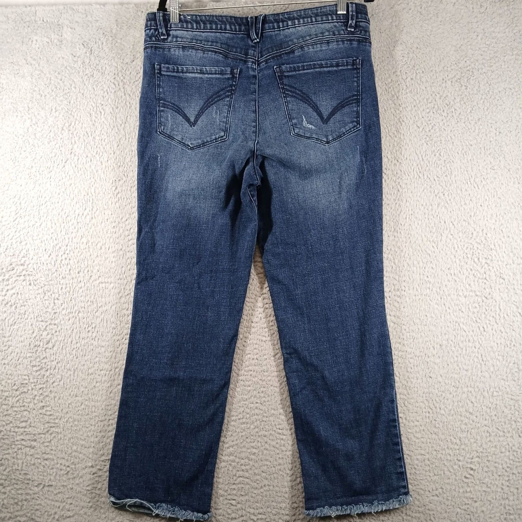 Vintage Wit & Wisdom Jeans 12 Ab-Solution Distressed Straight Leg Denim 5-Pocket Blue EUC Women Size 34" / US 12 / IT 48 - 3 Thumbnail