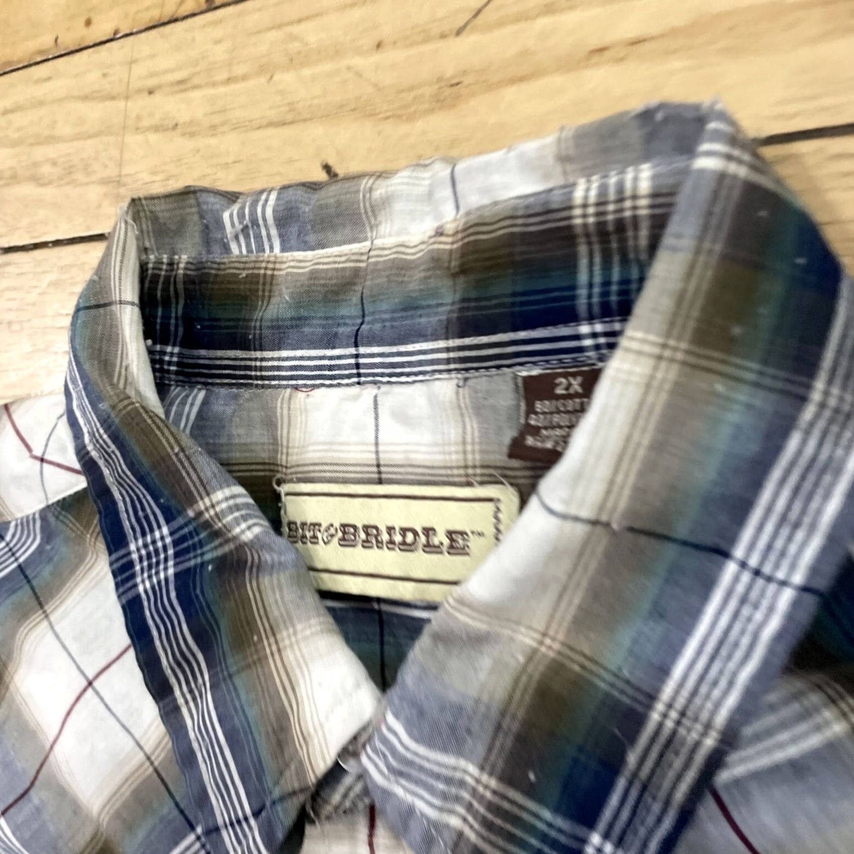 Vintage BIT & BRIDLE Pearl Snap Western Shirt Men 2X Vtg Cowbow WorkWear Brushpopper 2XL Size US XXL / EU 58 / 5 - 5 Thumbnail