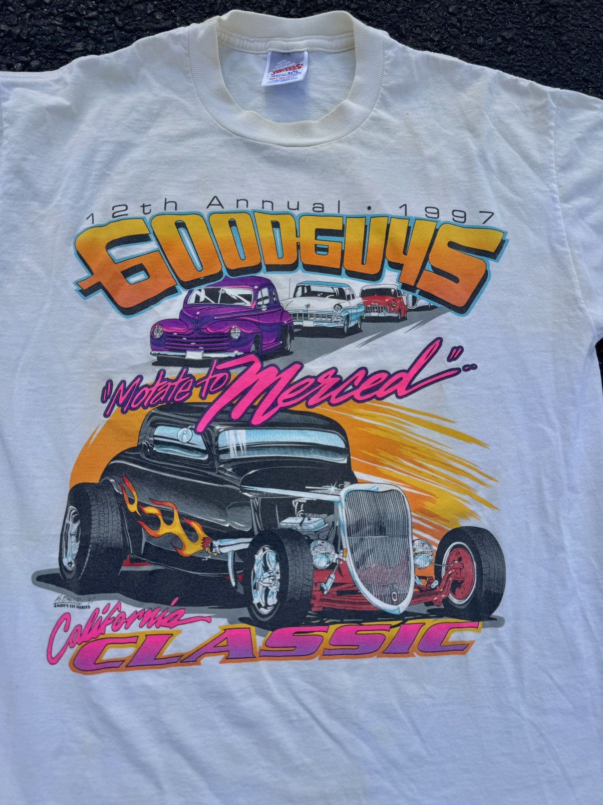 NASCAR × Vintage 1997 Vintage Hot Rod Car Show 90’s Neon Racing T-Shirt Size US M / EU 48-50 / 2 - 6 Thumbnail