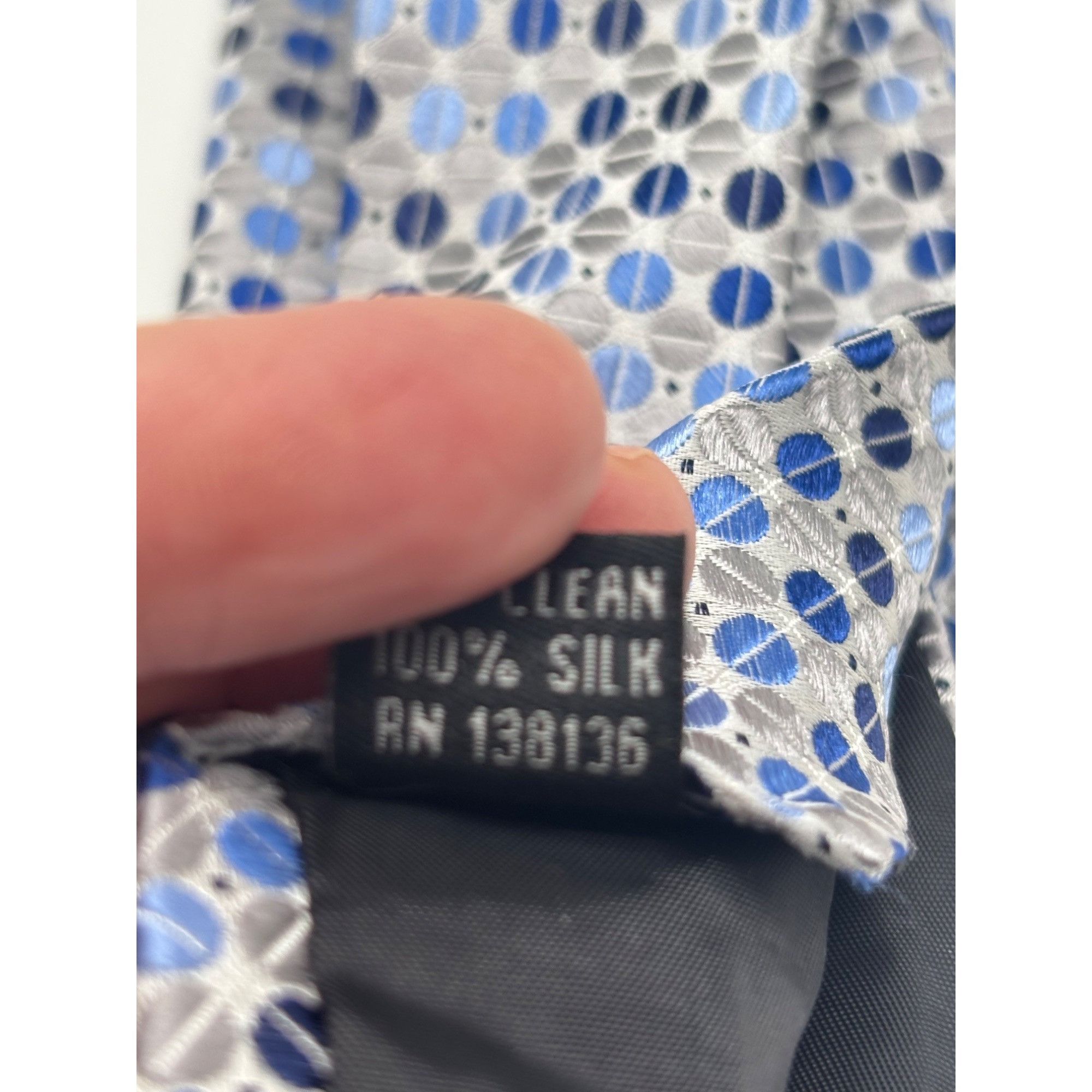 Perry Ellis Perry Ellis Portfolio Geometric Pattern Silk Necktie, Navy, Size ONE SIZE - 8 Thumbnail
