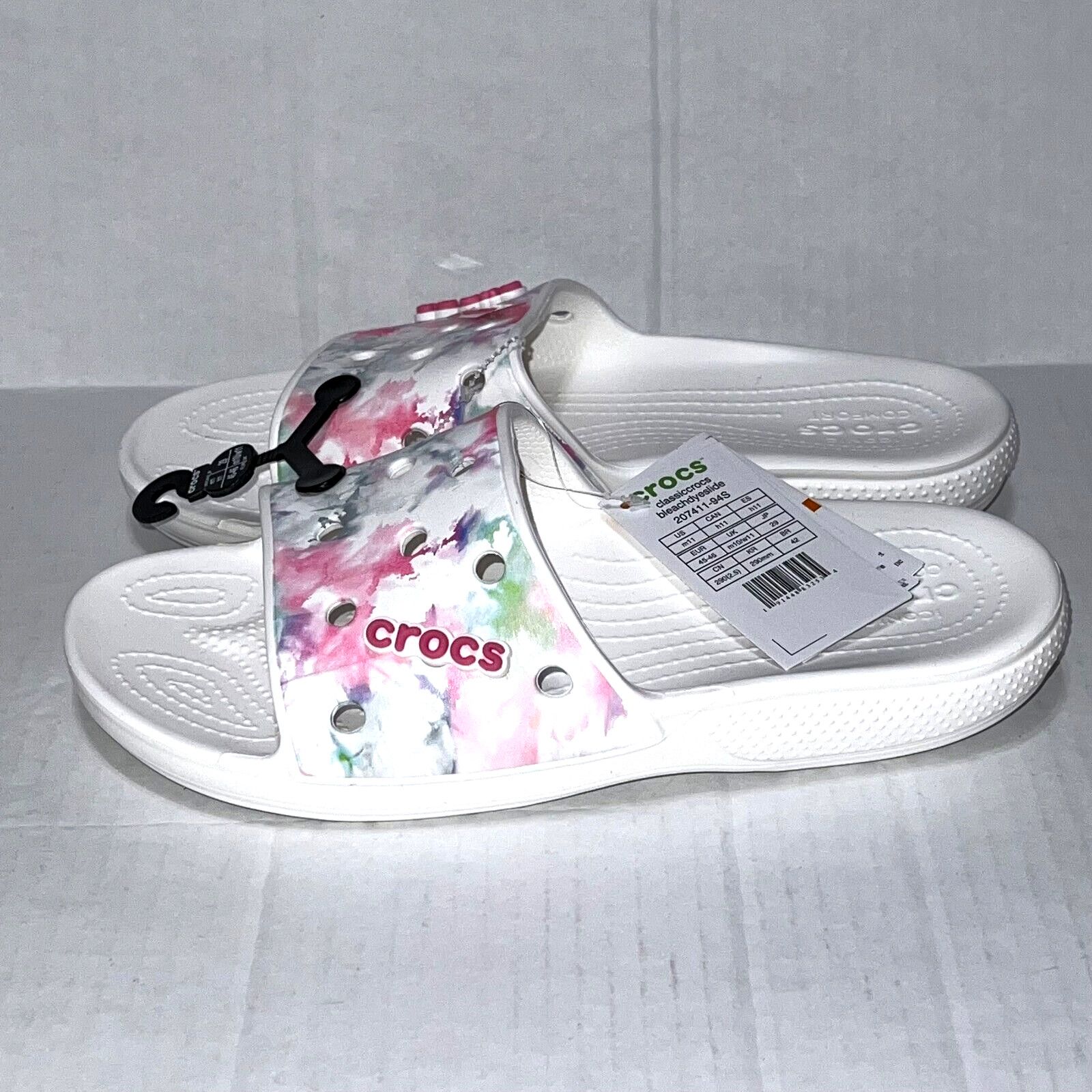 Crocs Crocs Classic Bleach Dye Slide Sandals White Size M11 Size US 11 / EU 44 - 8 Thumbnail
