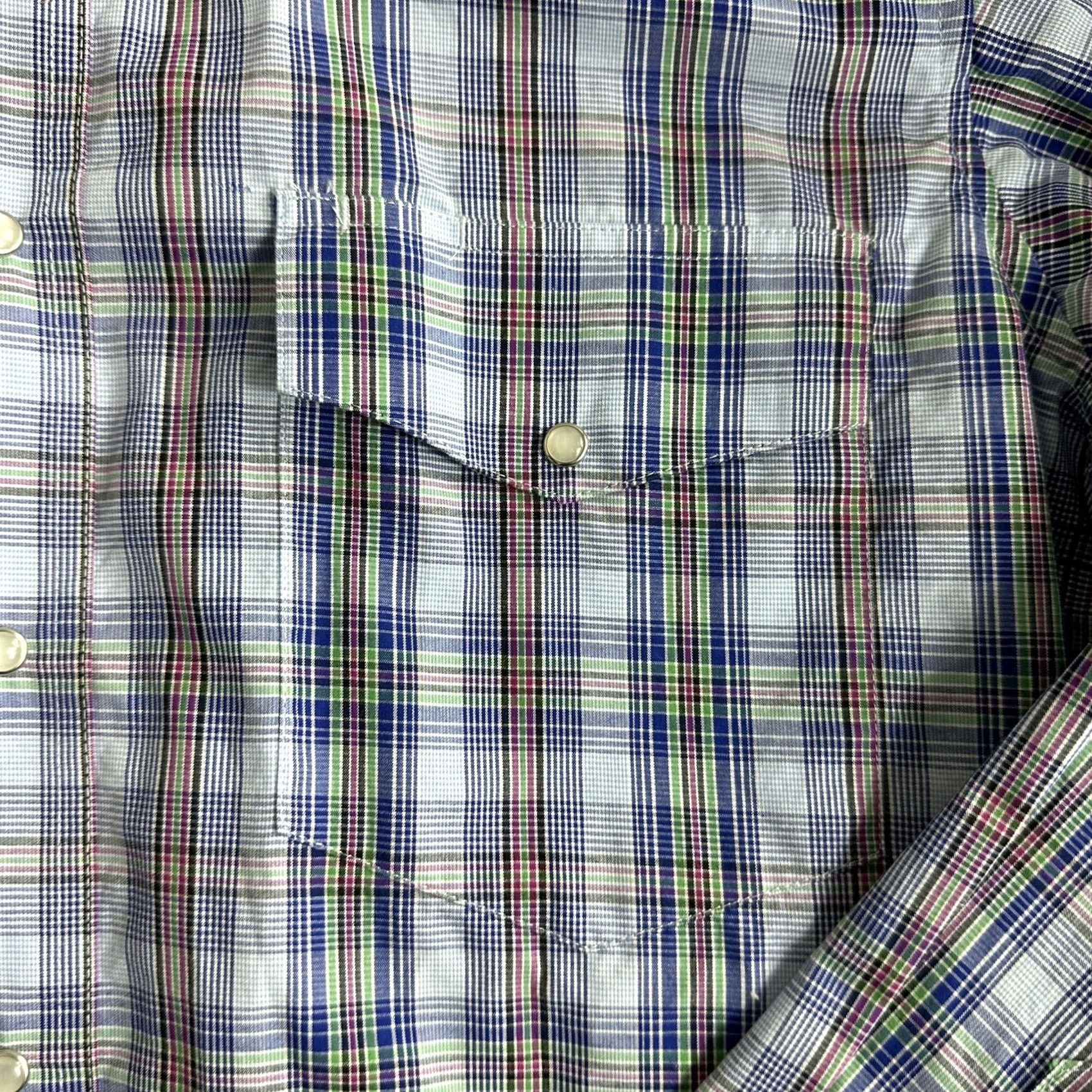 Wrangler VINTAGE Wrangler Western Brushpopper Button Up Shirt Pearl Snap Rodeo Mens Large Size US L / EU 52-54 / 3 - 5 Thumbnail
