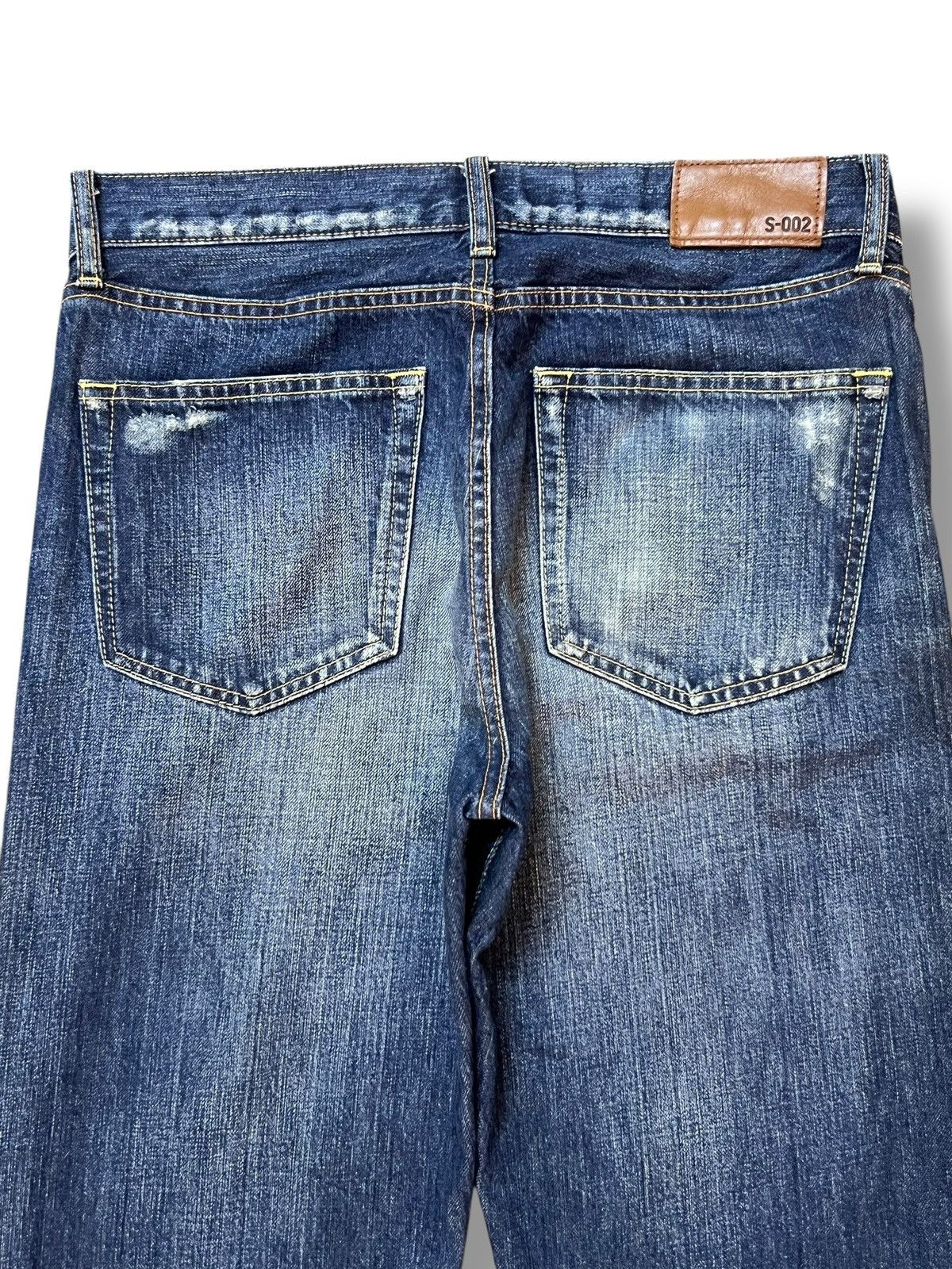 Uniqlo Uniqlo S-002 - Faded Blue Wash, Distressed Straight Jeans Size US 32 / EU 48 - 4 Thumbnail