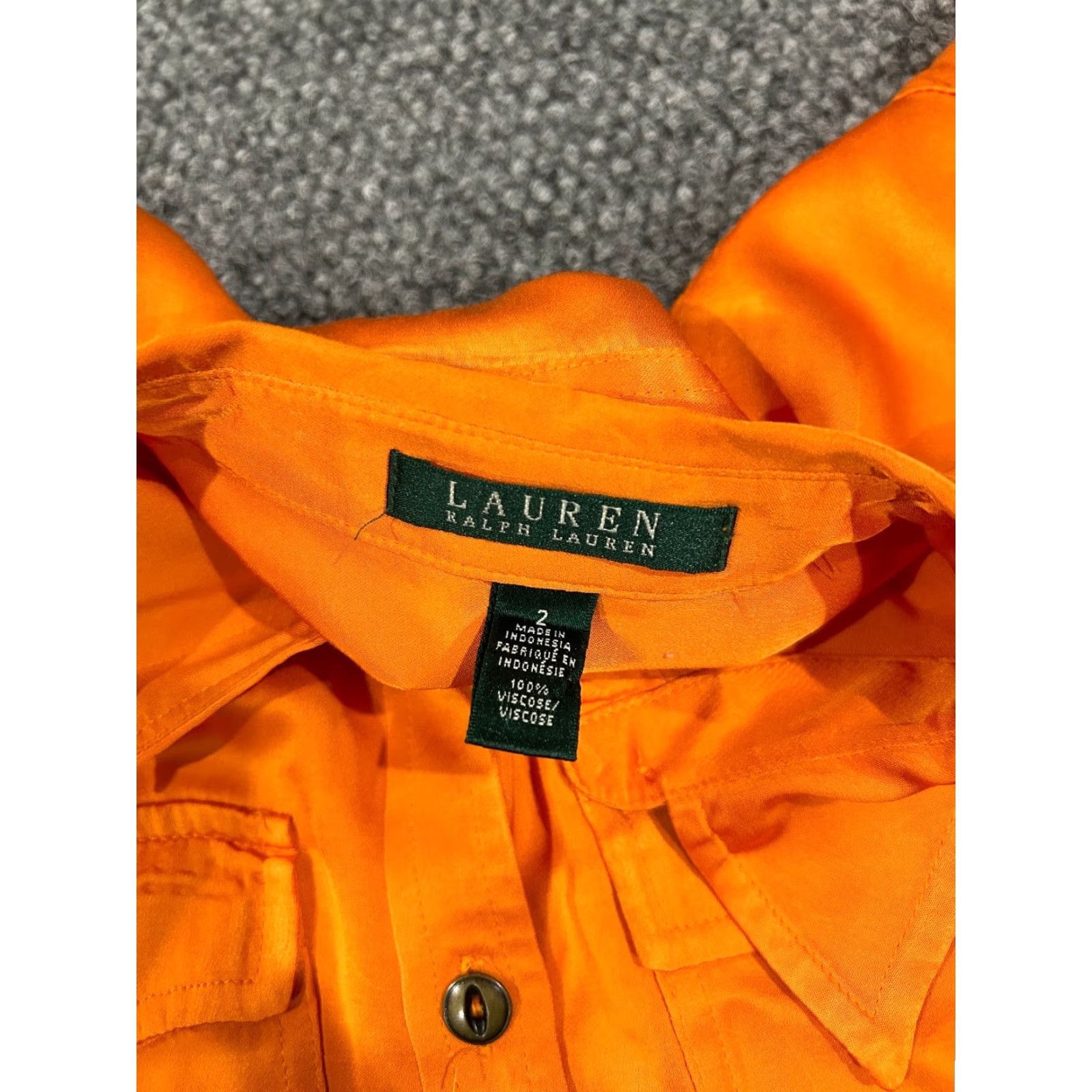 Ralph Lauren Lauren Ralph Lauren Shirt Dress Womens 2 Orange Button Front Long Sleeve Classic Satin Knee Length Vintage No Size XS / US 0-2 / IT 36-38 - 5 Thumbnail