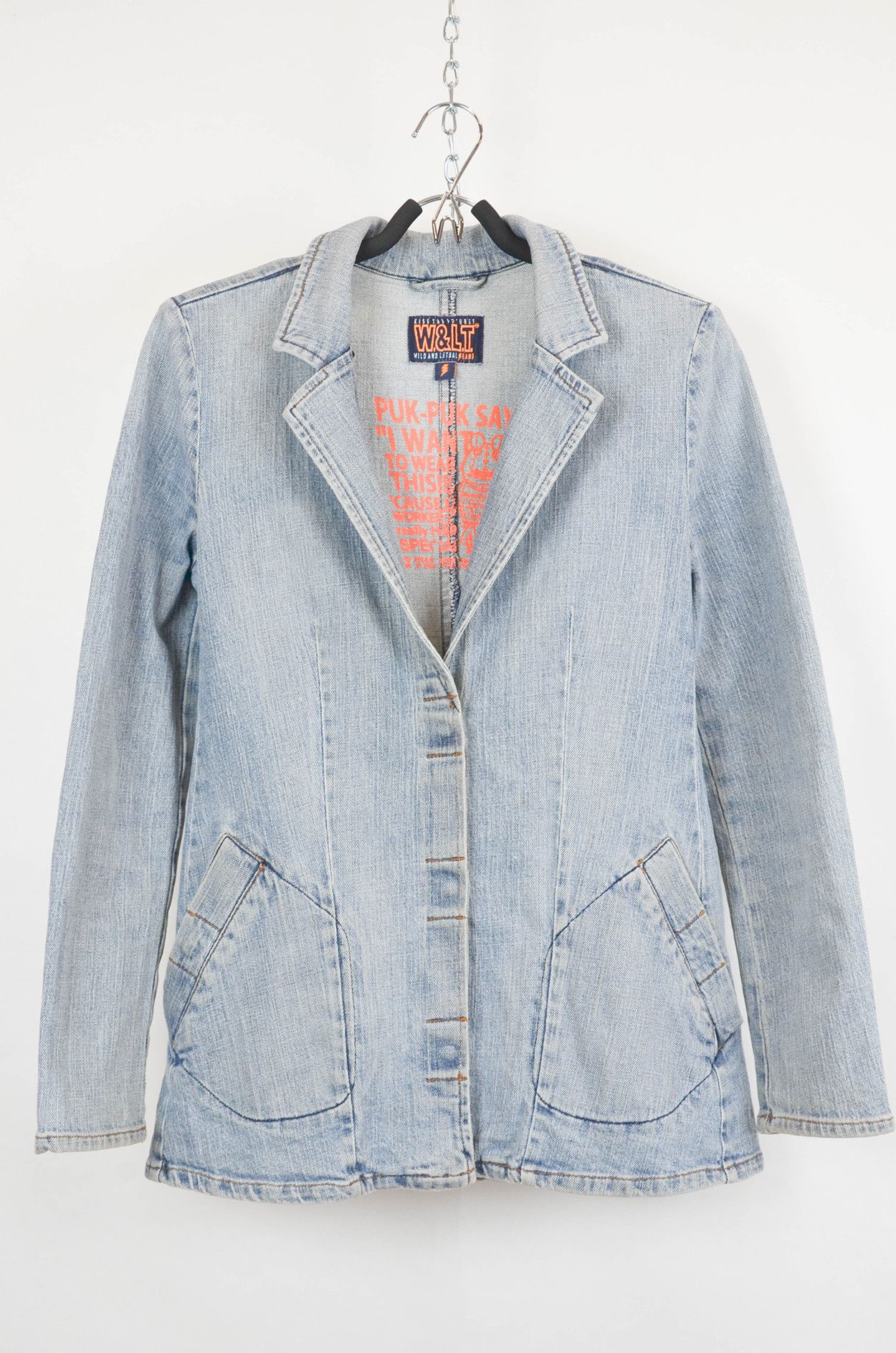 image of Denim Jacket x W Lt W&l.t. Walter Van Beirendonck 90's Blazer Jacket in Blue, Women's (Size XS)