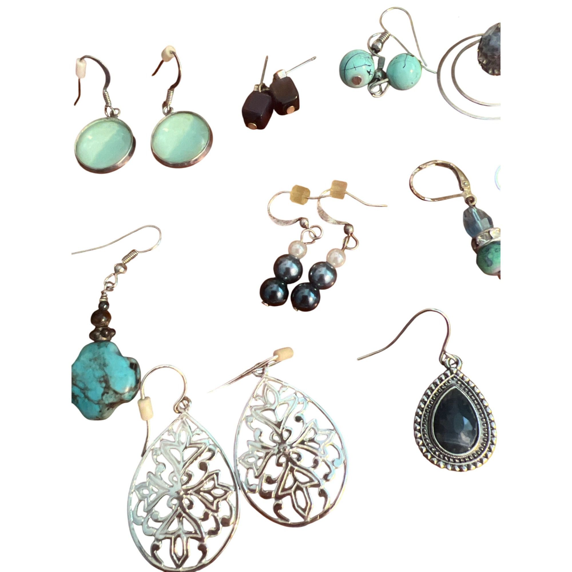 Other Lot 9 Pairs of Pierced Earrings Dangle Drop Silver Tone Blue Size ONE SIZE - 3 Thumbnail
