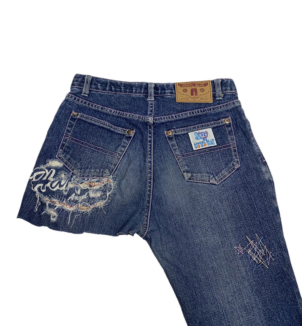 Angel Blue 🔥ANGEL BLUE☠️DISTRESSED CRAZY CUT DENIM SHORT JEANS Size 27" / US 4 / IT 40 - 7 Thumbnail