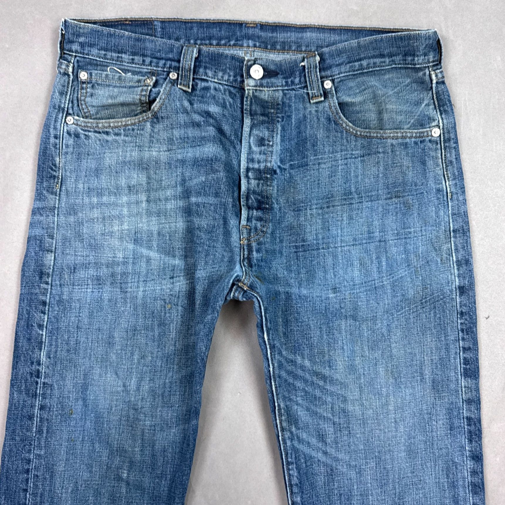 Levi's Levi's 501 Jeans Mens 36x30 Blue Denim Pants Button Fly Faded Distressed Washout Regular Size US 36 / EU 52 - 4 Thumbnail