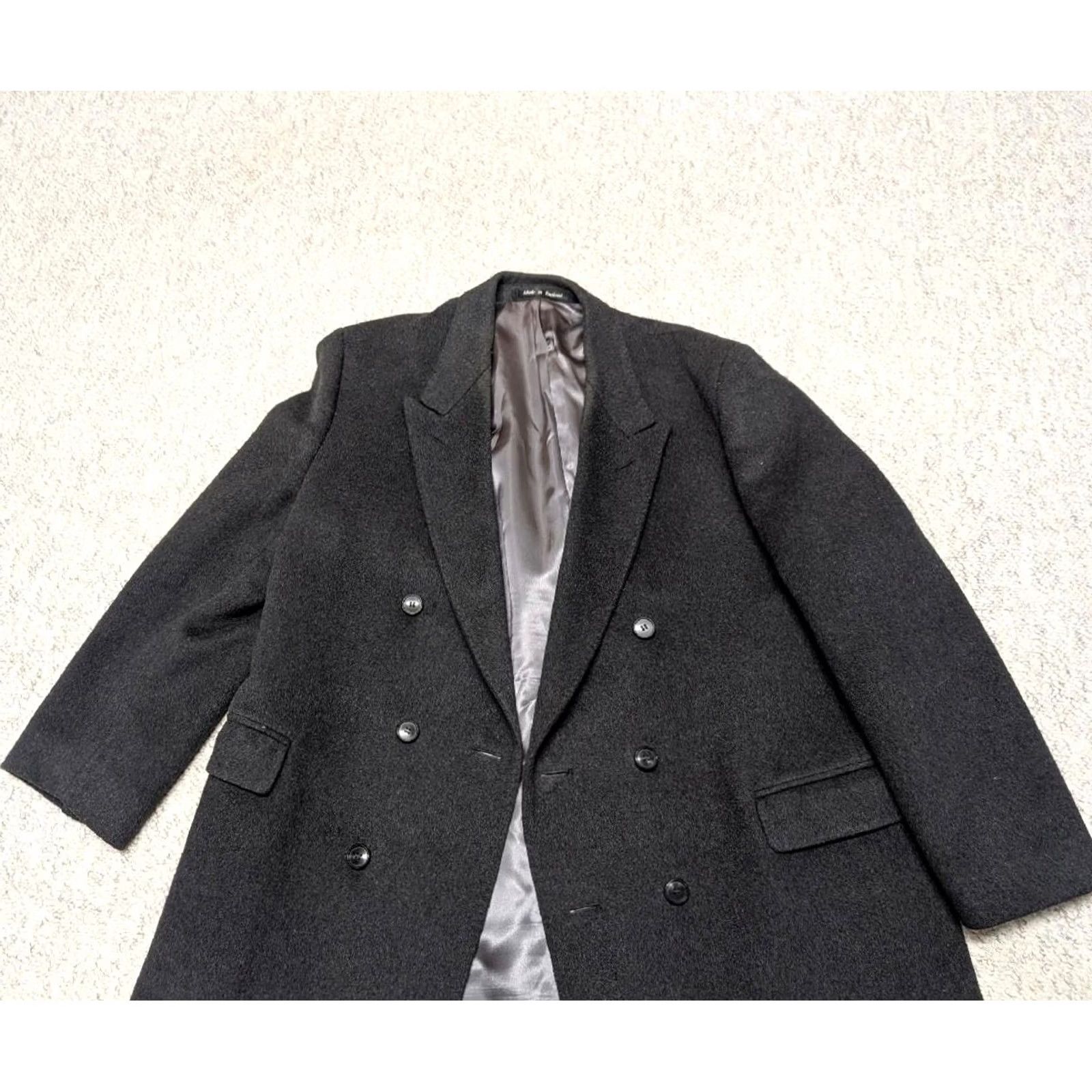 Vintage VINTAGE England overcoat 2XL black wool blend cashmere double breasted coat Mens Size US XXL / EU 58 / 5 - 3 Thumbnail