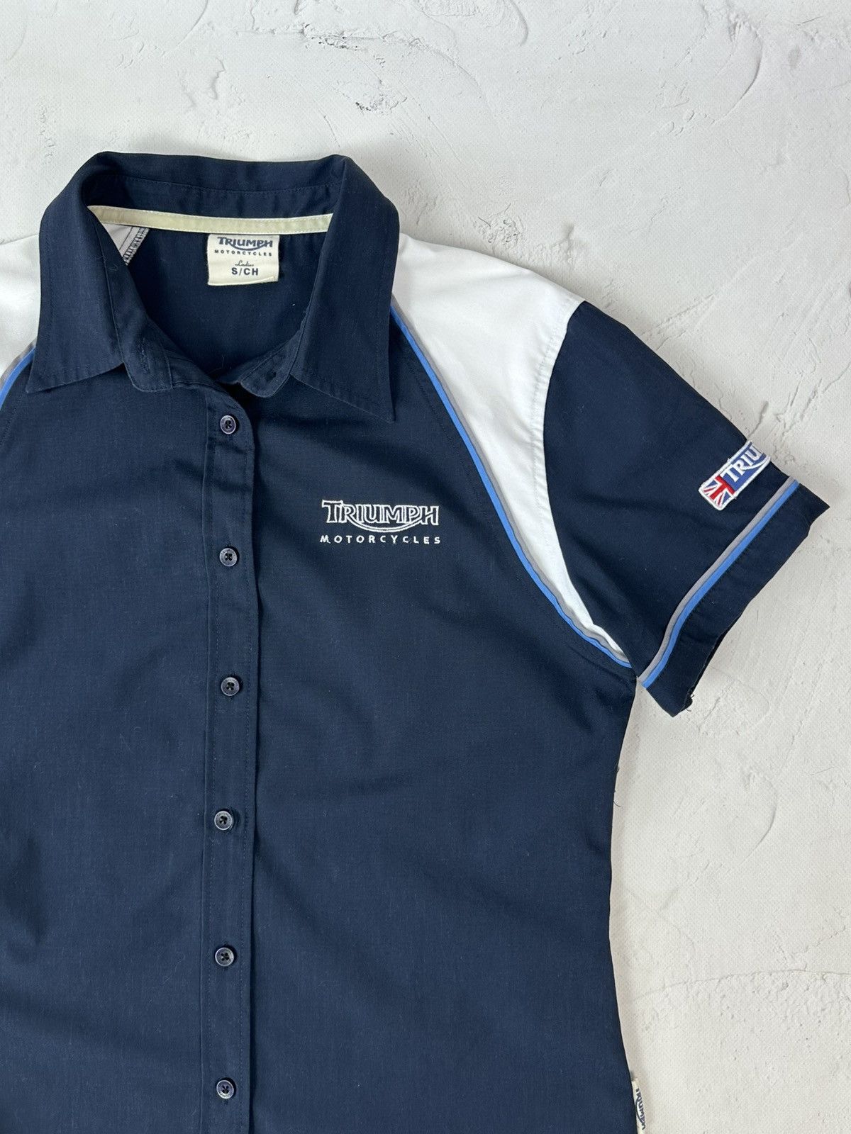 Vintage Vintage Triumph Motorcycle Navy Shirt Size S / US 4 / IT 40 - 5 Thumbnail