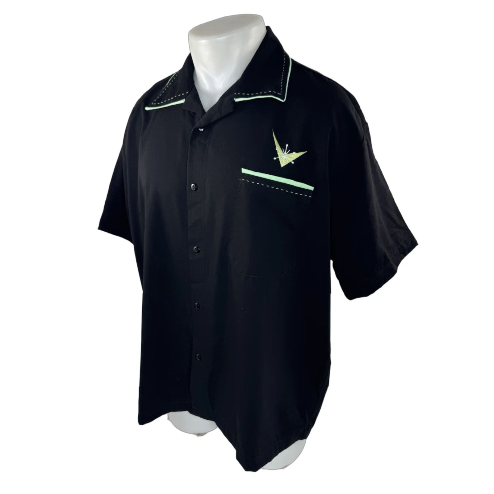 MCM Steady Classics - Embroidered Bowling MCM Rat Pack XL Shirt Mens Short Sleeve Button-Up Black XL Size US XL / EU 56 / 4 - 1 Thumbnail