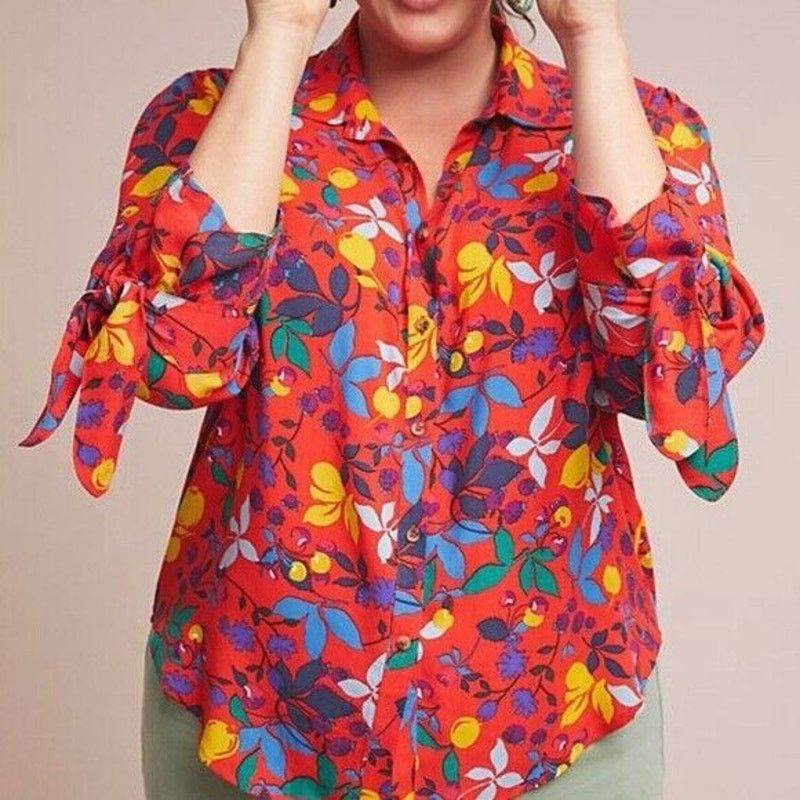 Anthropologie Anthropologie MAEVE Blithe Button Down Shirt Red Womens 4 Size S / US 4 / IT 40 - 9 Thumbnail
