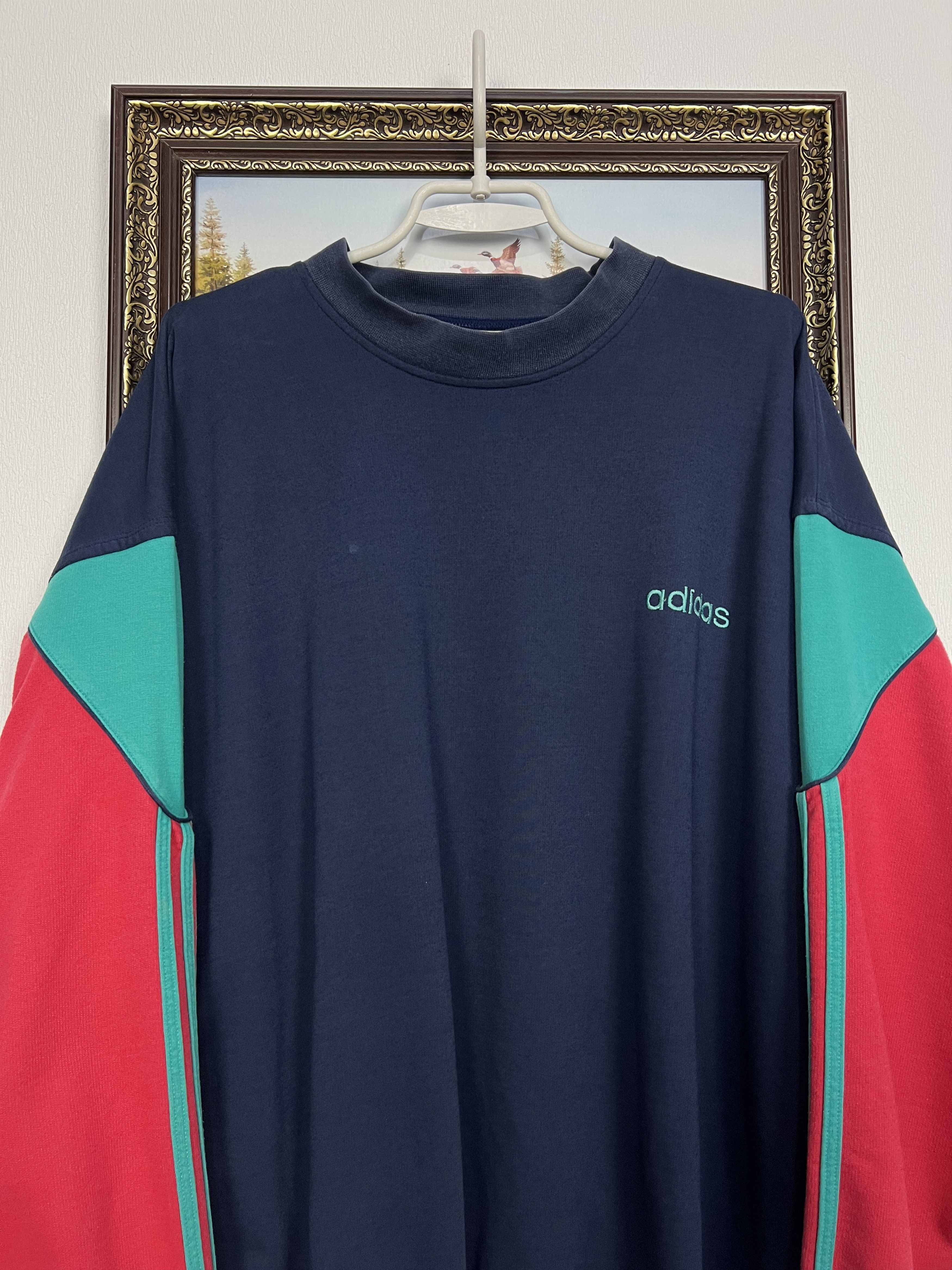 Adidas Vintage 90's Sweatshirt Blue Red Green Crewneck Jacket Size US XL / EU 56 / 4 - 2 Thumbnail