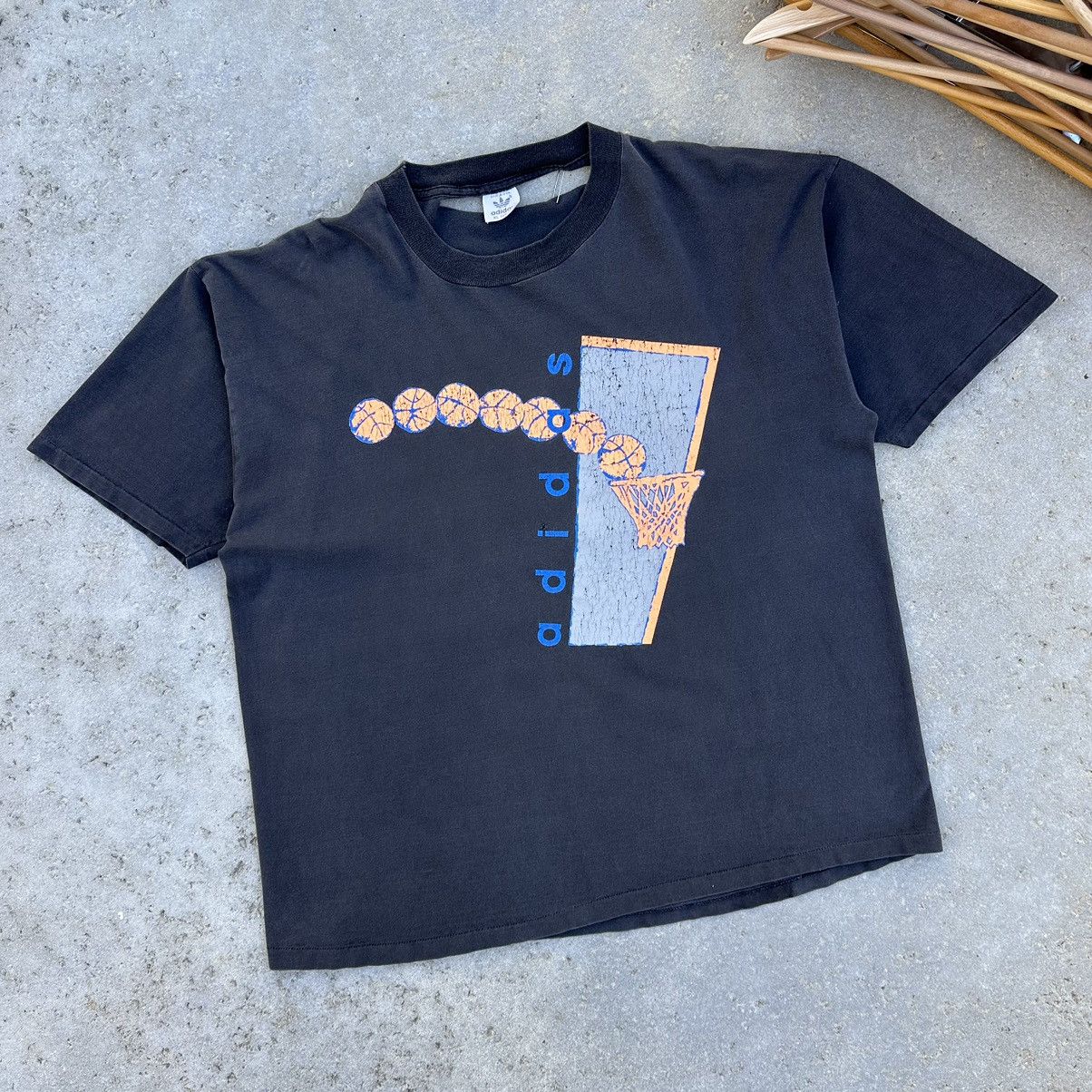 Adidas VTG 90’s Adidas Faded Distressed Safety Pin Graphic Shirt Size US XL / EU 56 / 4 - 1 Thumbnail