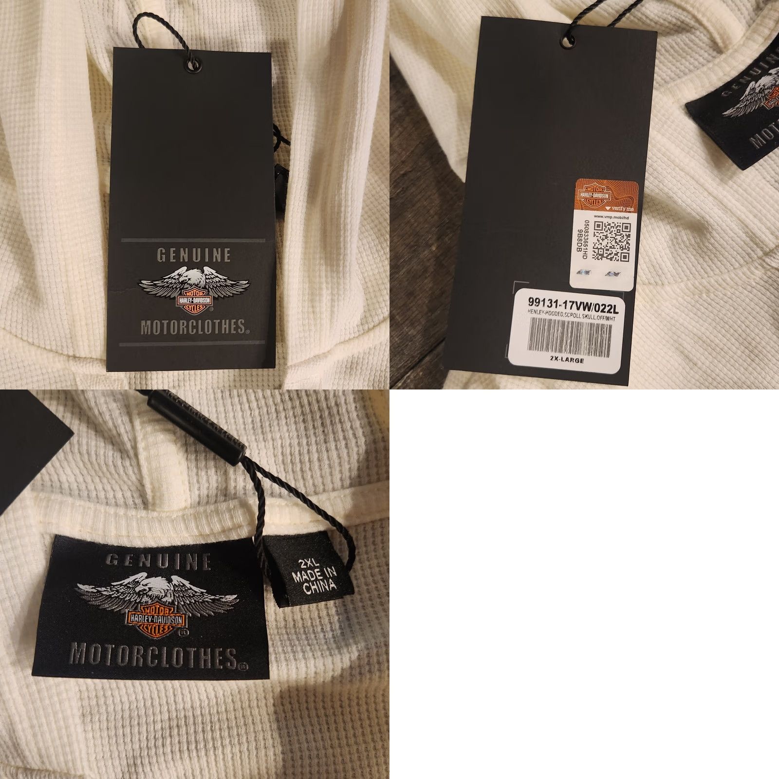 Harley Davidson Harley Davidson Hoodie Women's 2XL Waffle Knit Laced Studded Skull White Henley Size XXL / US 16-18 / IT 52-54 - 9 Thumbnail