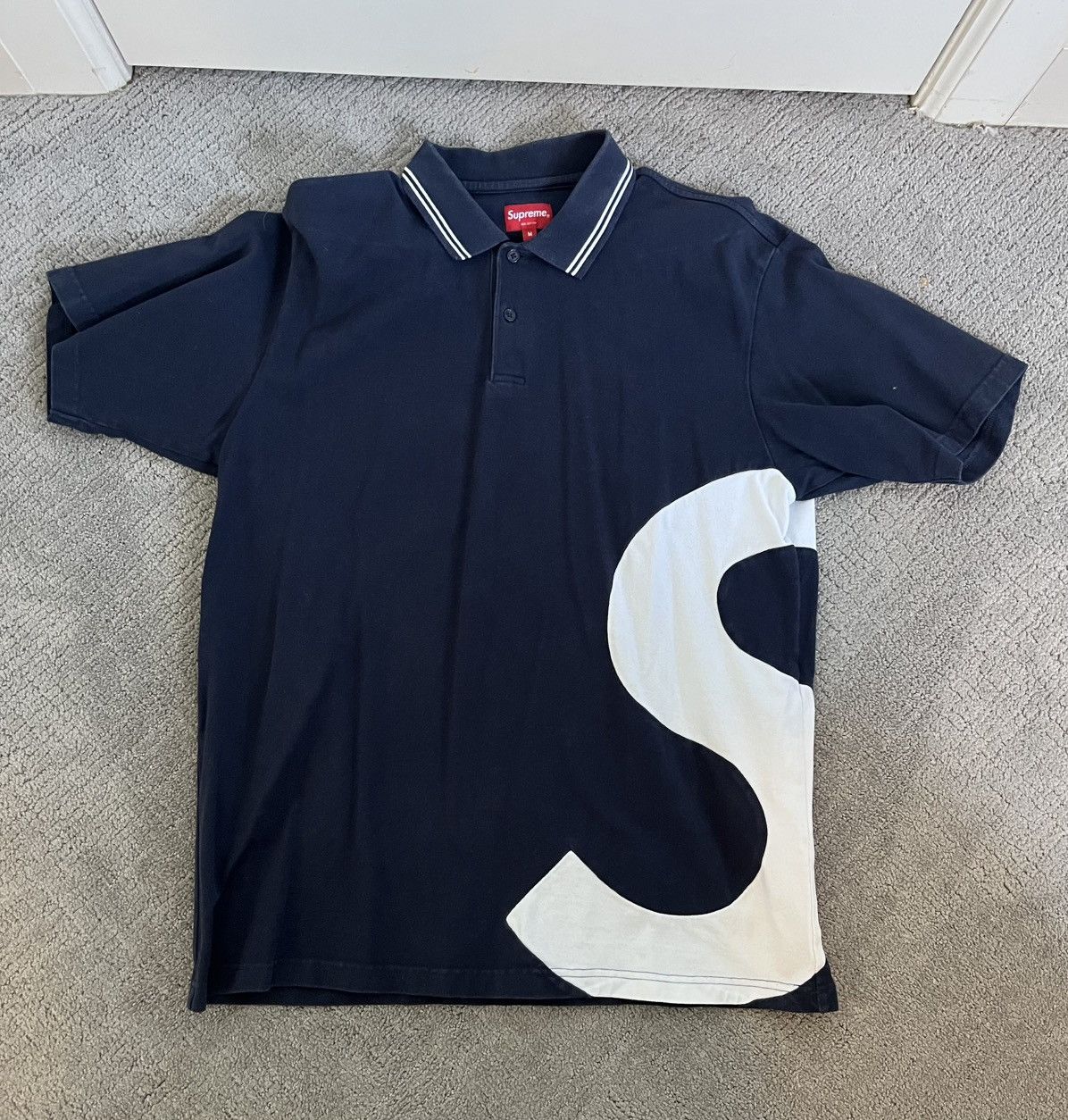 Supreme Supreme S logo polo shirt navy | Grailed 