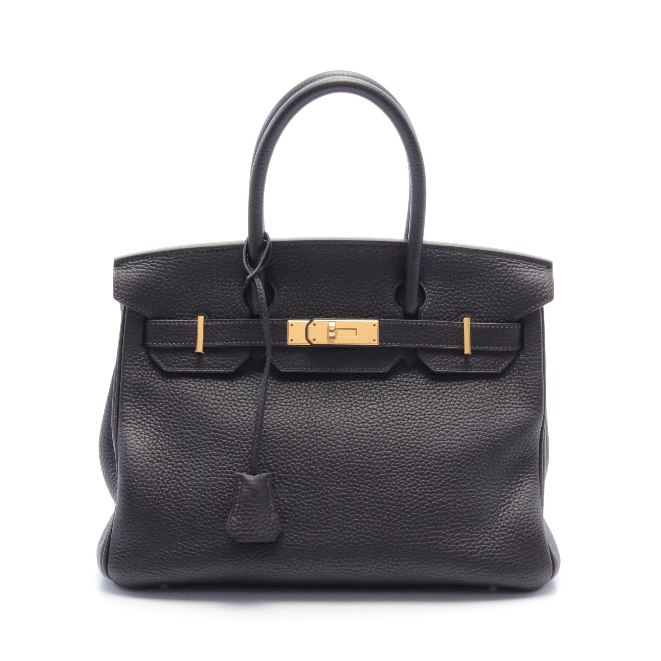 Hermes Hermes Birkin 30 Leysin Handbag Togo Dark Purple Gold Hardware T Stamp Size ONE SIZE - 1 Thumbnail
