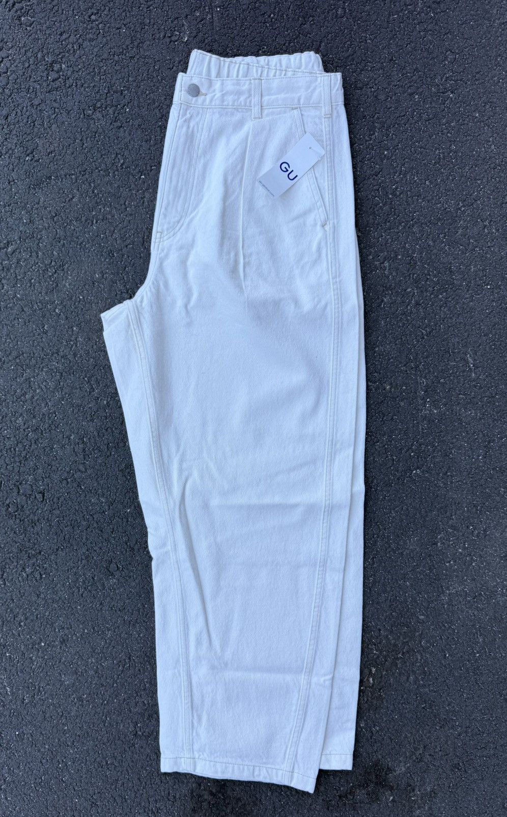 GU GU barrel leg white denim jeans Size US 30 / EU 46 - 1 Thumbnail