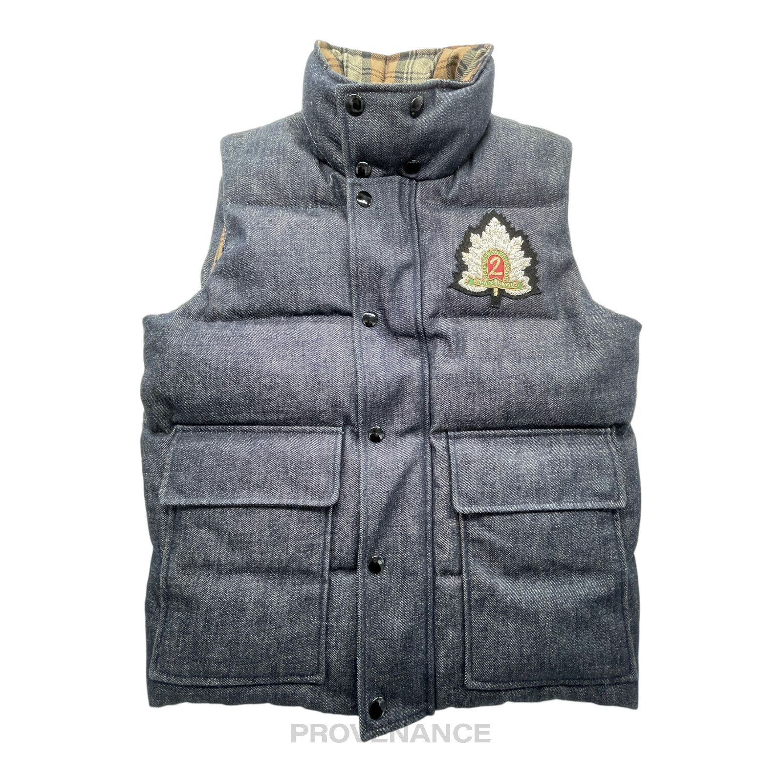 image of Balenciaga Embroidered Down Vest - Denim, Men's (Size Small)