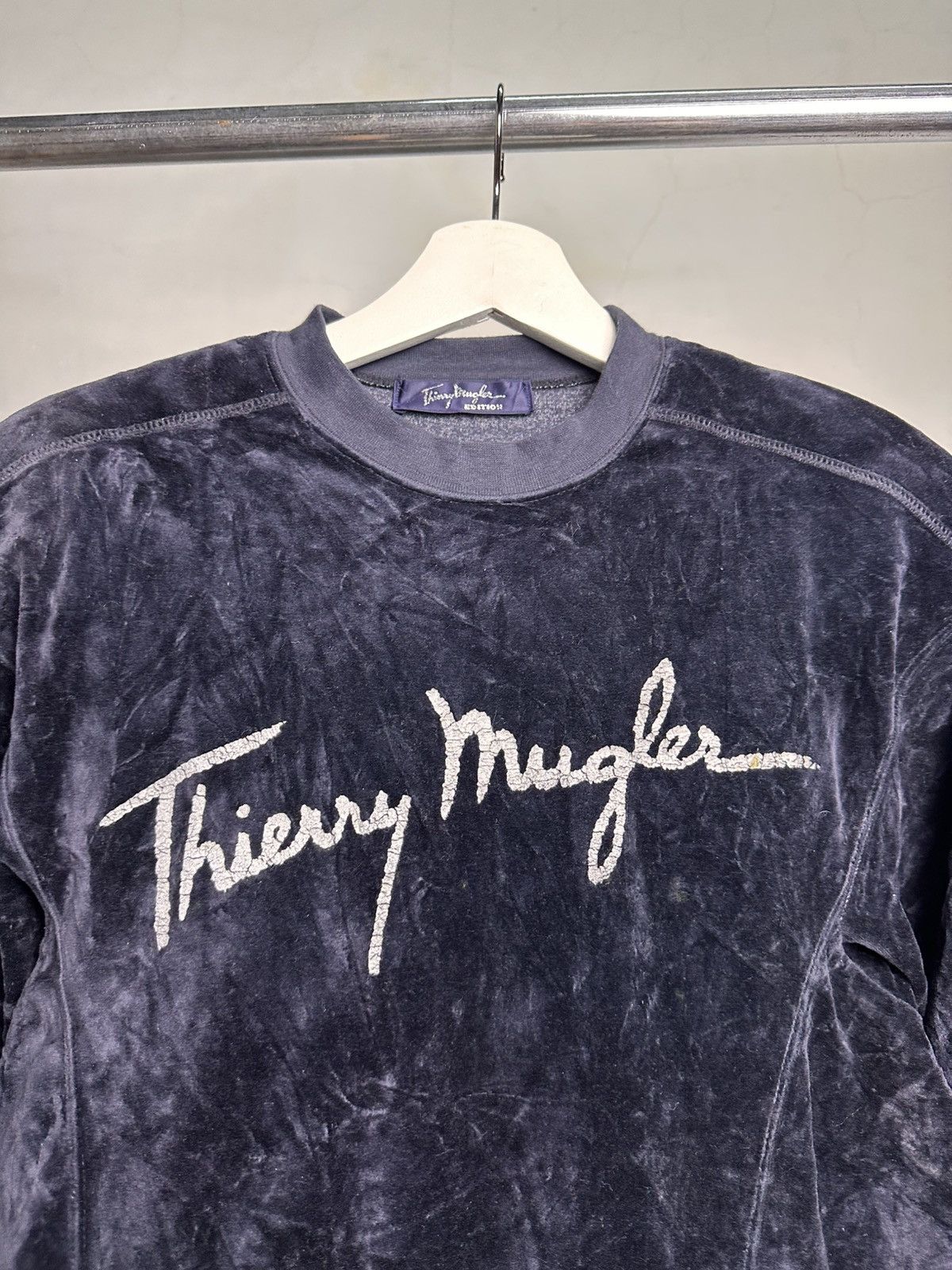 Thierry Mugler Vintage Thierry Mugler Velour Crewneck Sweatshirt Size M / US 6-8 / IT 42-44 - 3 Thumbnail