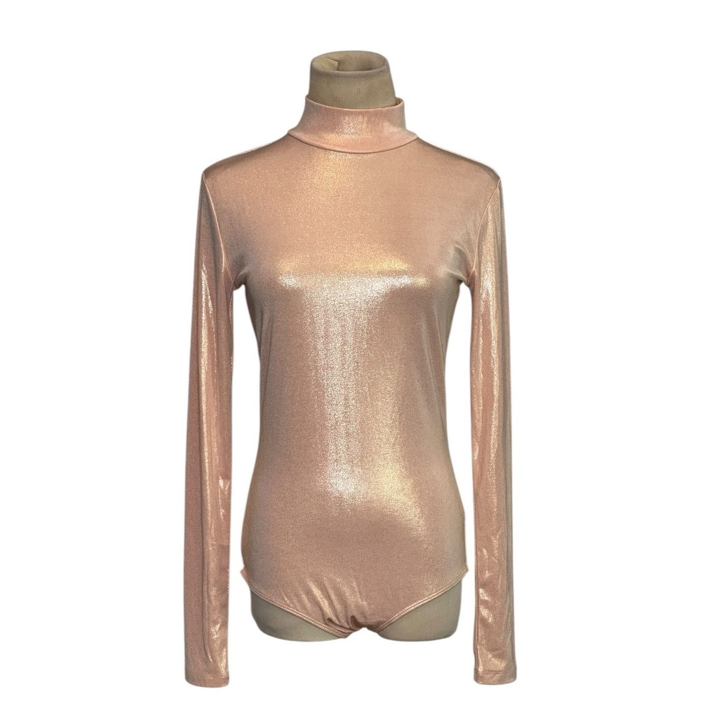Zara Zara metallic pink long sleeves bodysuit size Medium Size M / US 6-8 / IT 42-44 - 1 Thumbnail