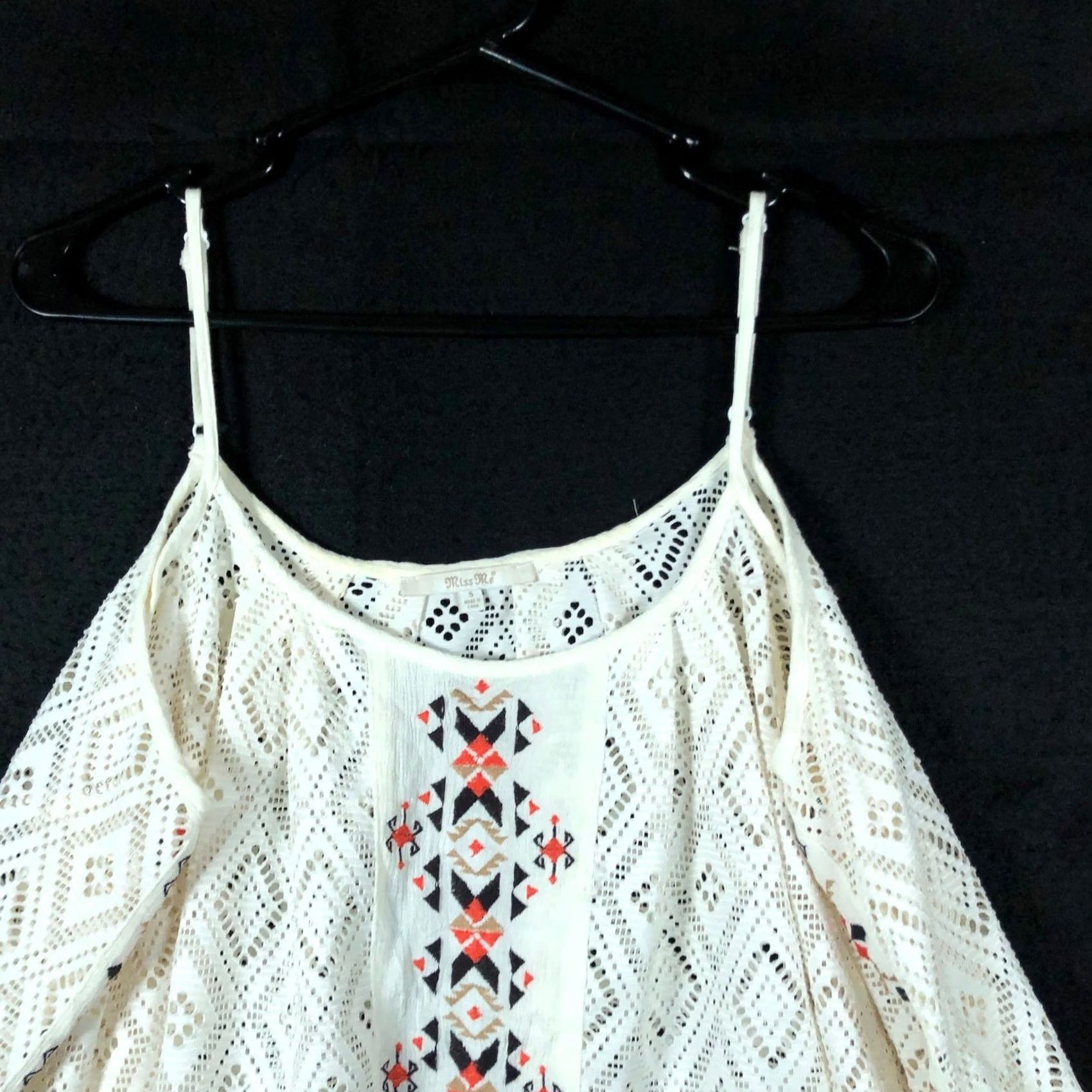 Miss Me Miss Me Blouse Ivory Laser Diamond Cold Shoulder Sheer Small Womens Shirt Small Size S / US 4 / IT 40 - 3 Thumbnail