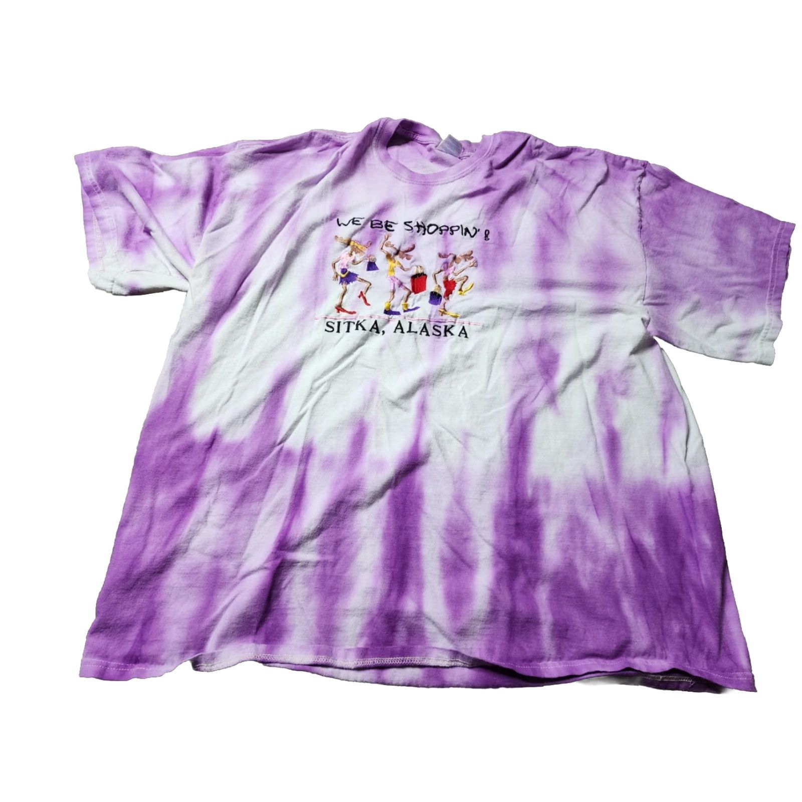 Gildan VINTAGE Gildan T-Shirt Men 3XL Sitka Alaska Purple Crew Neck Short Sleeve Embroidered Moose We We We Be Shopping 90s Animal Size US XXL / EU 58 / 5 - 2 Thumbnail
