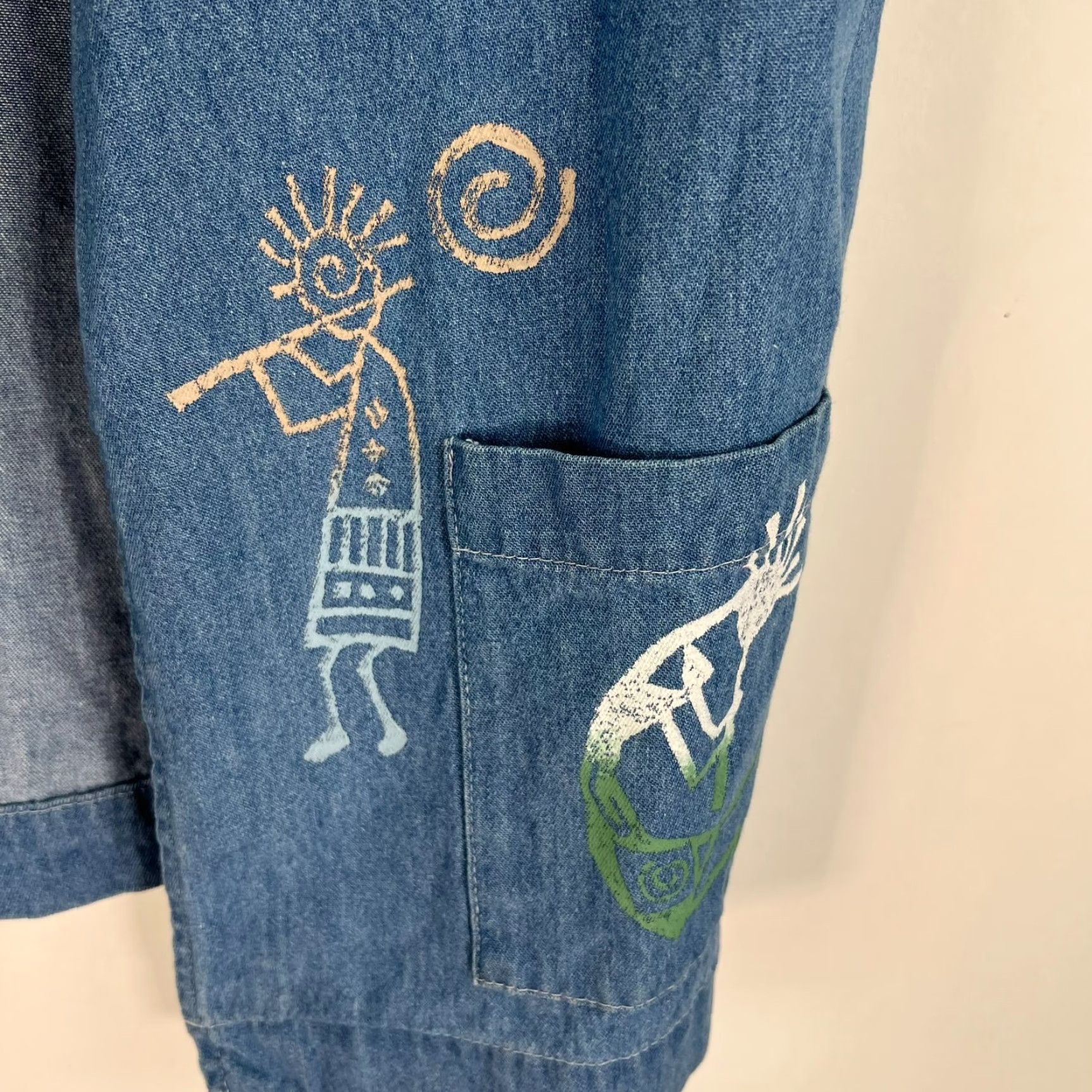 Denime VINTAGE Bridge Southwestern Denim Vest Women S Blue Open Front Size S / US 4 / IT 40 - 4 Thumbnail