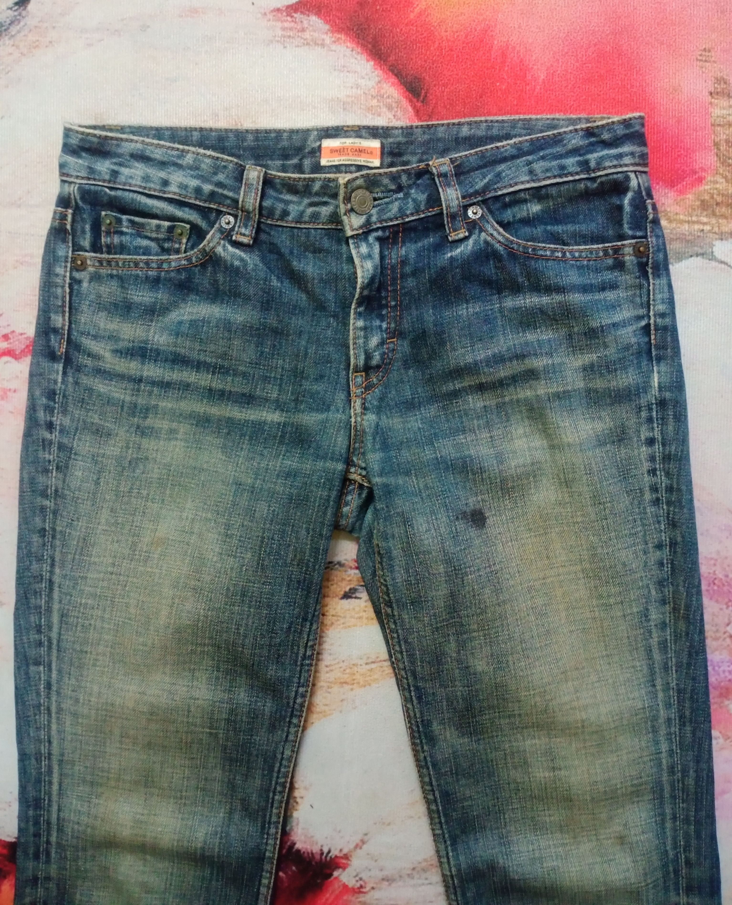 If Six Was Nine Rare Flare Jeans Sweet Camel Distressed Boot Cut Size 31" - 3 Thumbnail