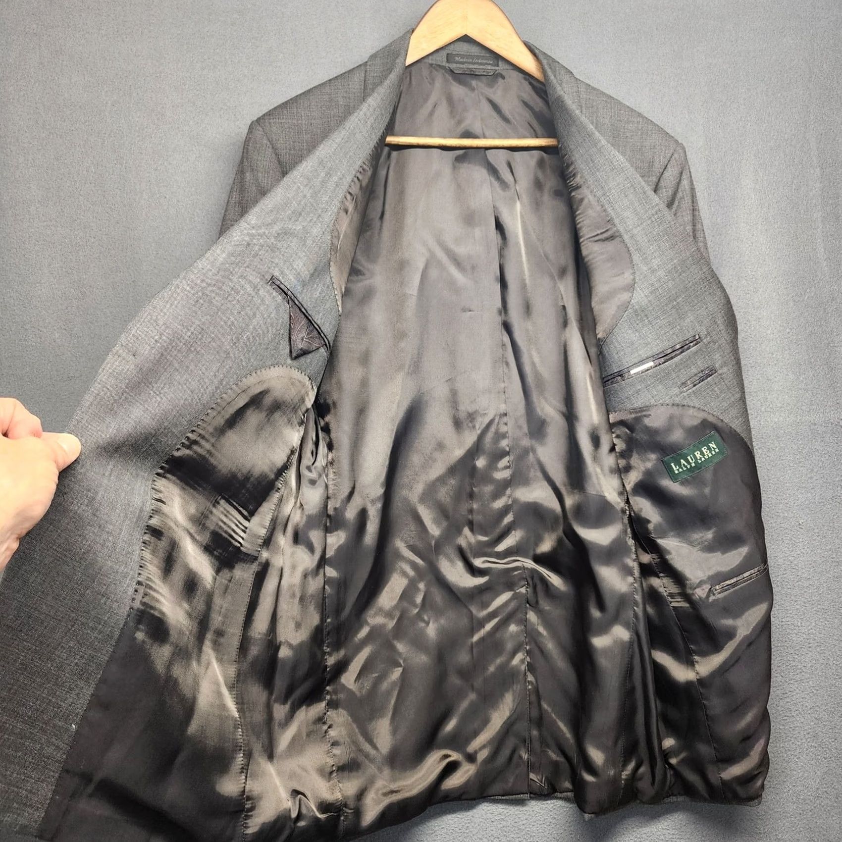 Ralph Lauren Ralph Lauren Sport Coat Jacket Blazer Mens 42 Long Grey Wool Size 42R - 3 Thumbnail