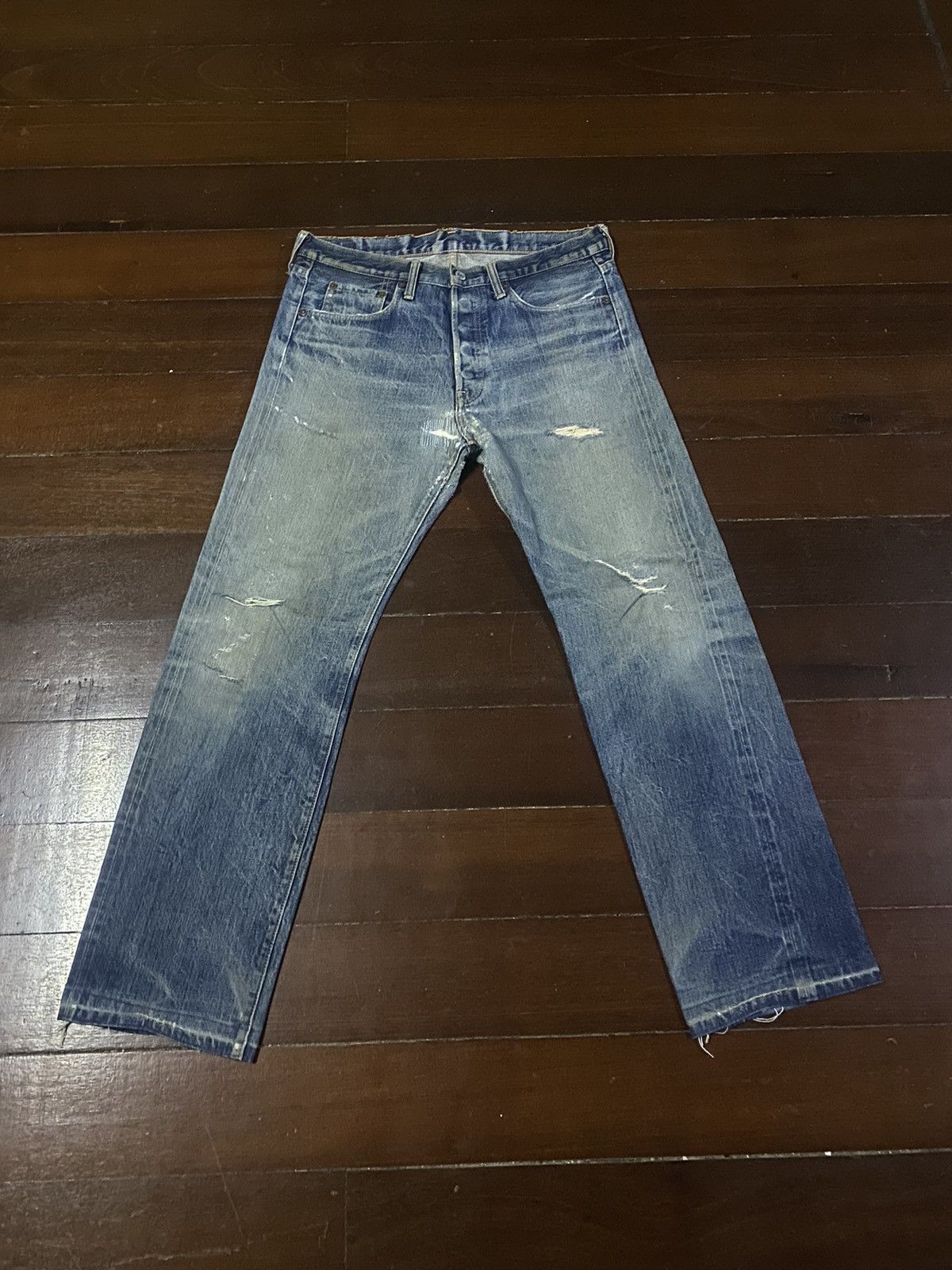 Denime Vintage 90s DENIME Orizzonti mud wash distressed rework Size US 35 - 1 Thumbnail