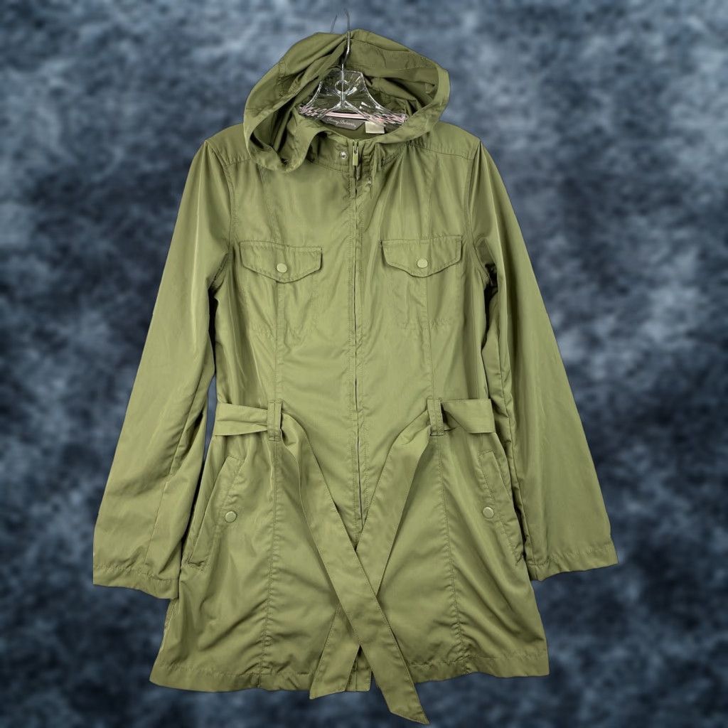 Tommy Bahama Tommy Bahama Womens Jacket Green Windbreaker Hooded Belted Lightweight Full Zip S Womens Size S / US 4 / IT 40 - 1 Thumbnail