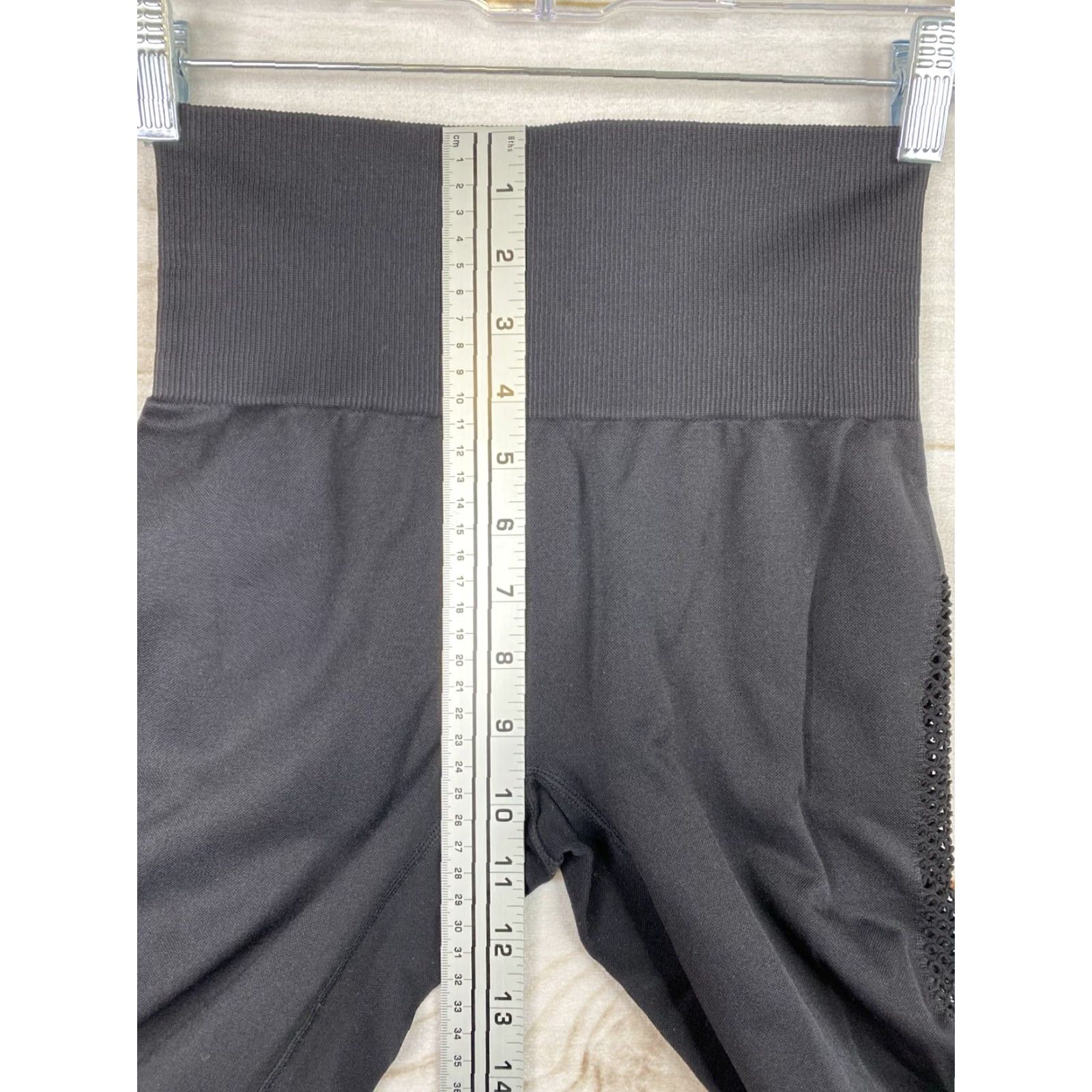 Vintage JoyLab Leggings Shirt Womens S Black Compression Ribbed Waist Ankle Inseam 27 in Nylon Spandex Knit Activewear Gym Training Size 28" / US 6 / IT 42 - 4 Thumbnail