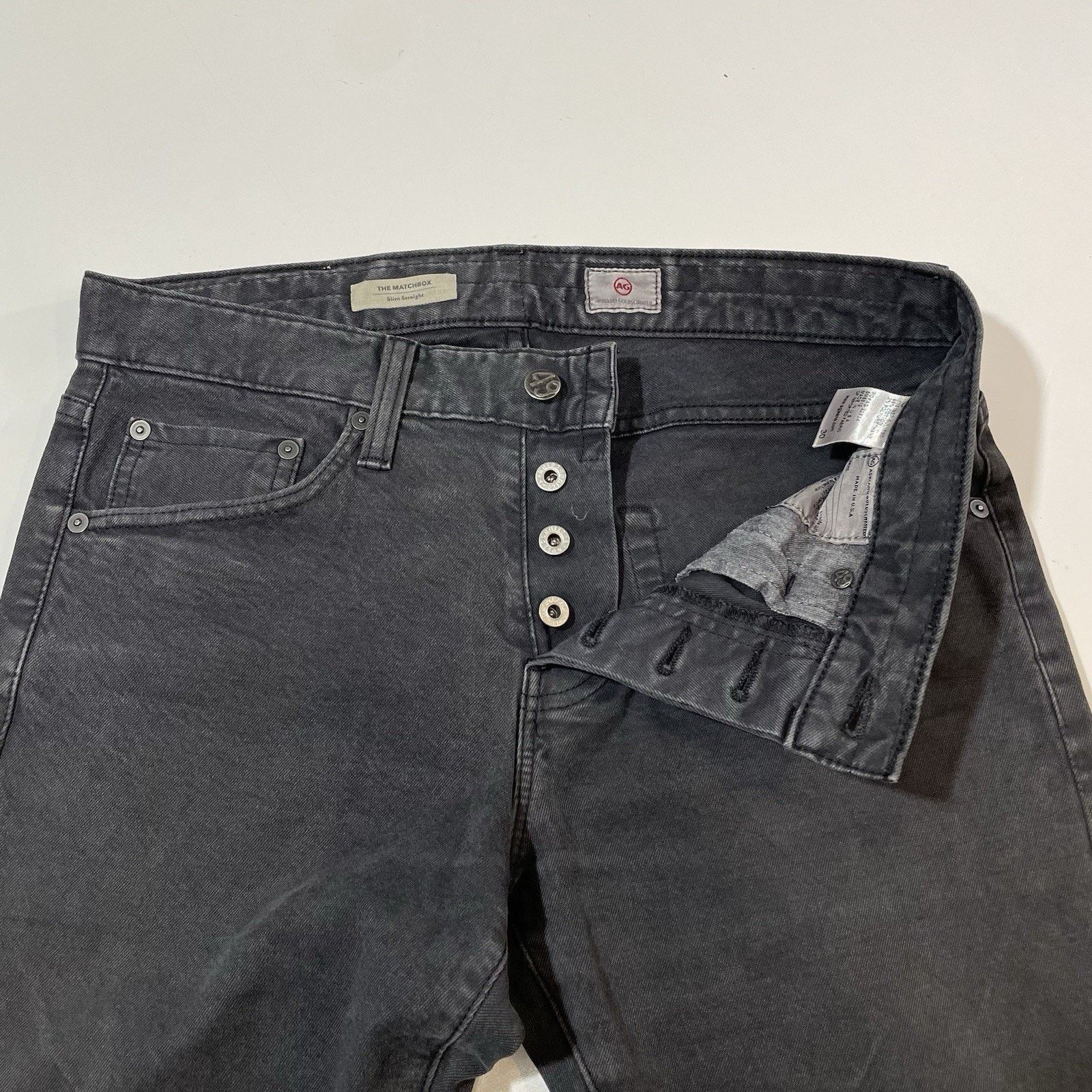 AG Adriano Goldschmied AG Men’s The Matchbox Slim Straight Black Denim Jeans 30x33 Size US 30 / EU 46 - 9 Thumbnail