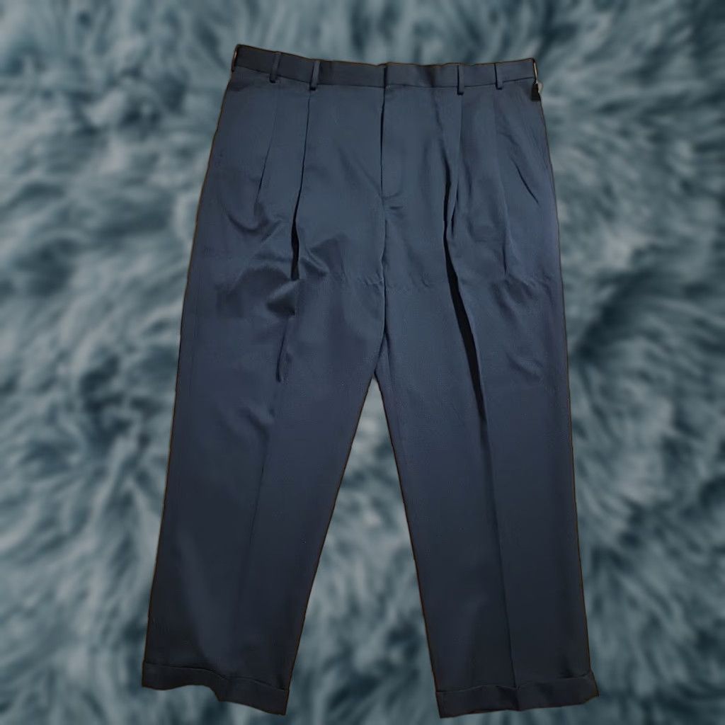 Vintage Henry Grethel Dress Pants Men 44x30 Black Polyester Pleated Cuffed NWT MSRP 0 Size US 44 / EU 60 - 1 Thumbnail