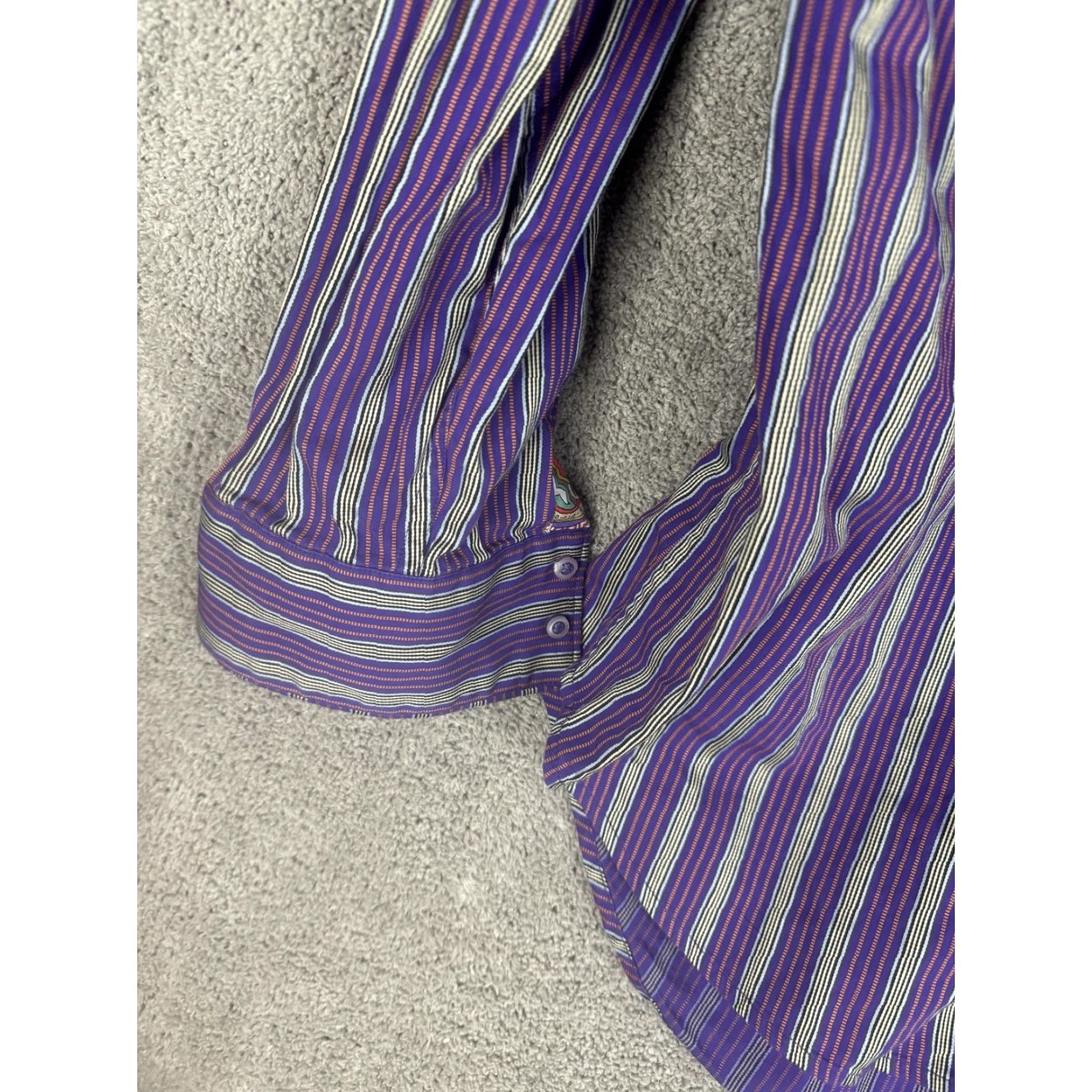 Robert Graham Robert Graham Shirt Mens 3XL Purple Stripe Long Sleeve Button Front Barrel Cuff Dress Shirt Size US XXL / EU 58 / 5 - 2 Thumbnail