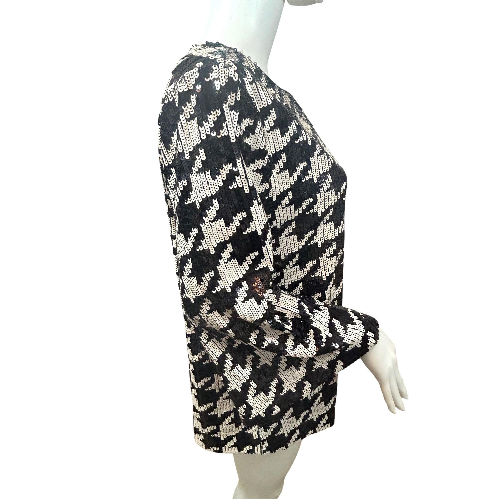 Chicos Chico’s Sequins Top Houndstooth Tunic Black White 1US M Spe Size M / US 6-8 / IT 42-44 - 4 Thumbnail