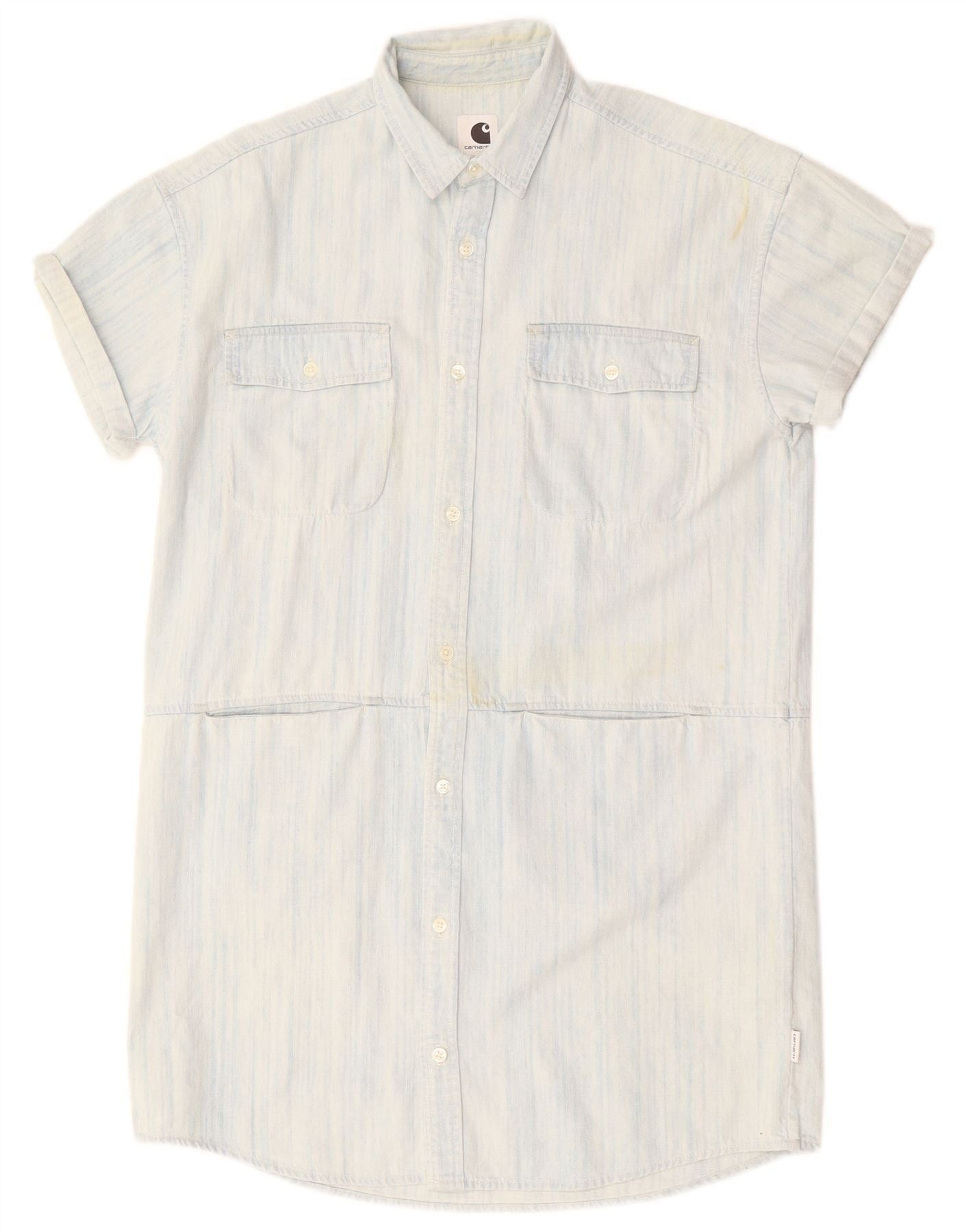 Carhartt Womens Overd Short Sleeve Denim Shirt Dress UK 10 Small Blue Size M / US 6-8 / IT 42-44 - 1 Thumbnail