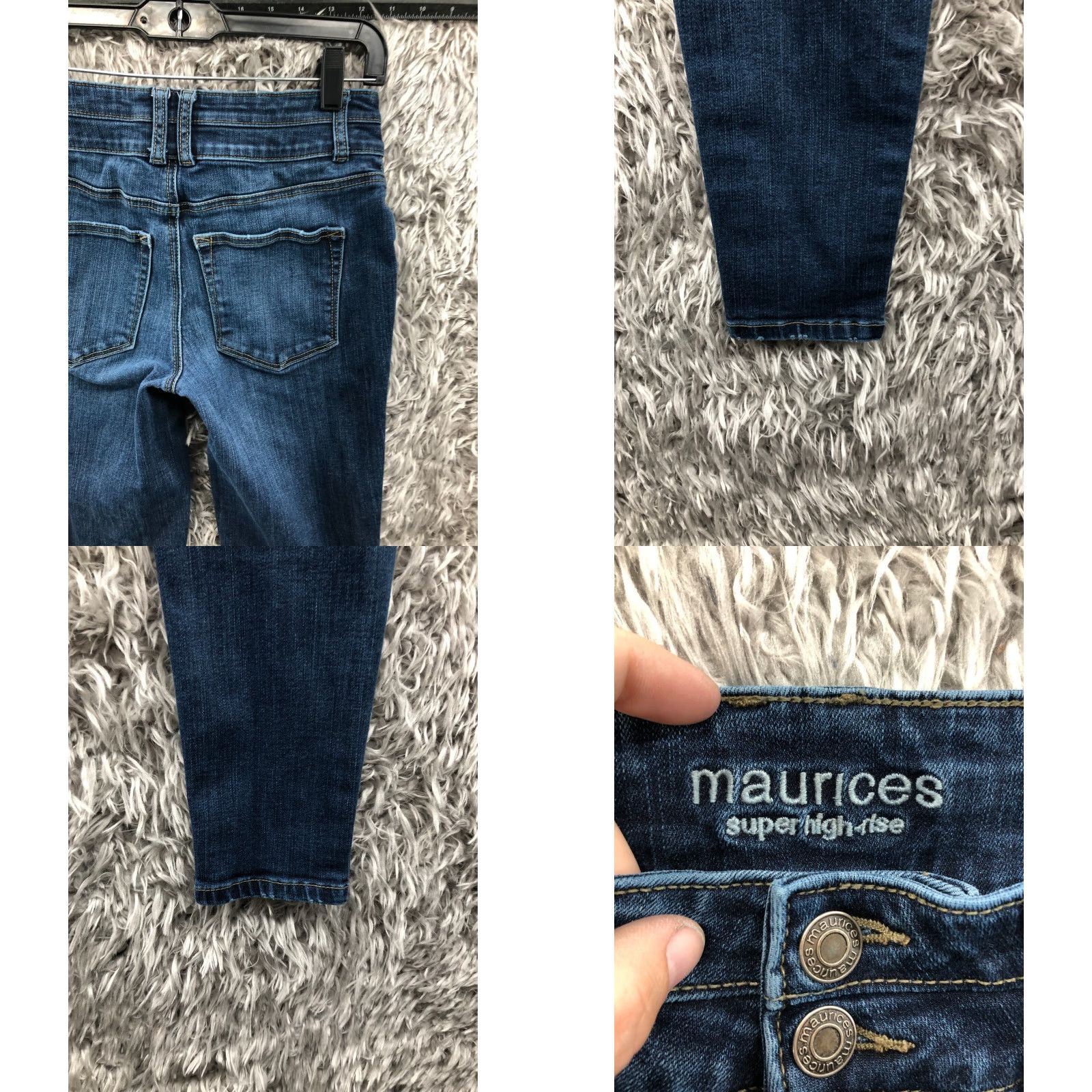 Vintage Maurices Jeans Skinny High Rise Regular XS Womens Dark Blue Denim 5-Pocket Logo Zipper Belt Loops Size 26" / US 2 / IT 38 - 8 Thumbnail
