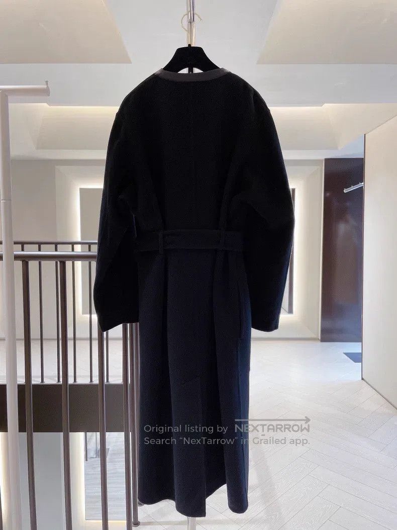 Hermes Hermes Black Leather Trimmed Cashmere Coat, 100% Cashmere Size XS / US 0-2 / IT 36-38 - 4 Thumbnail
