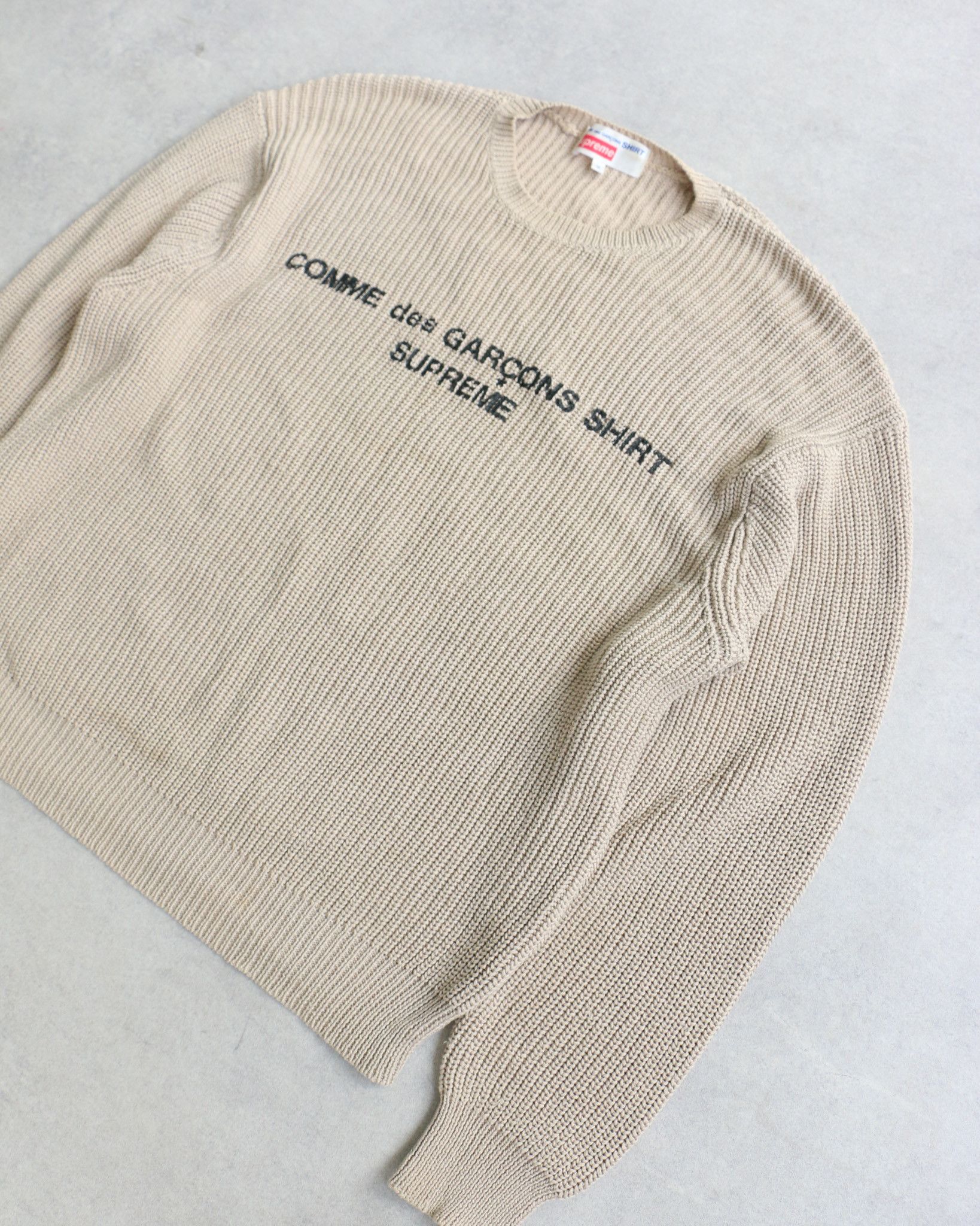 Comme des Garcons SHIRT × Supreme Supreme Comme Des Garcons Knit Sweater Beige Size US M / EU 48-50 / 2 - 2 Thumbnail