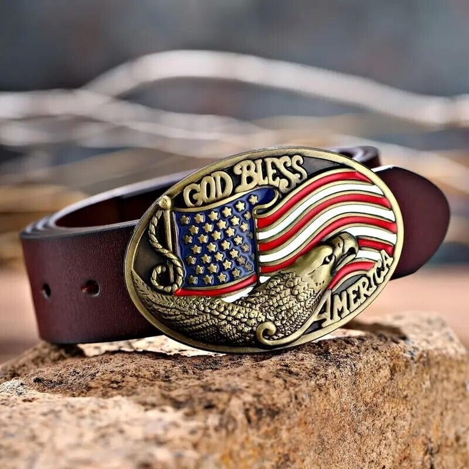 Other ‘God Bless America’ Bald Eagle Bronze Belt Buckle Size ONE SIZE - 3 Thumbnail