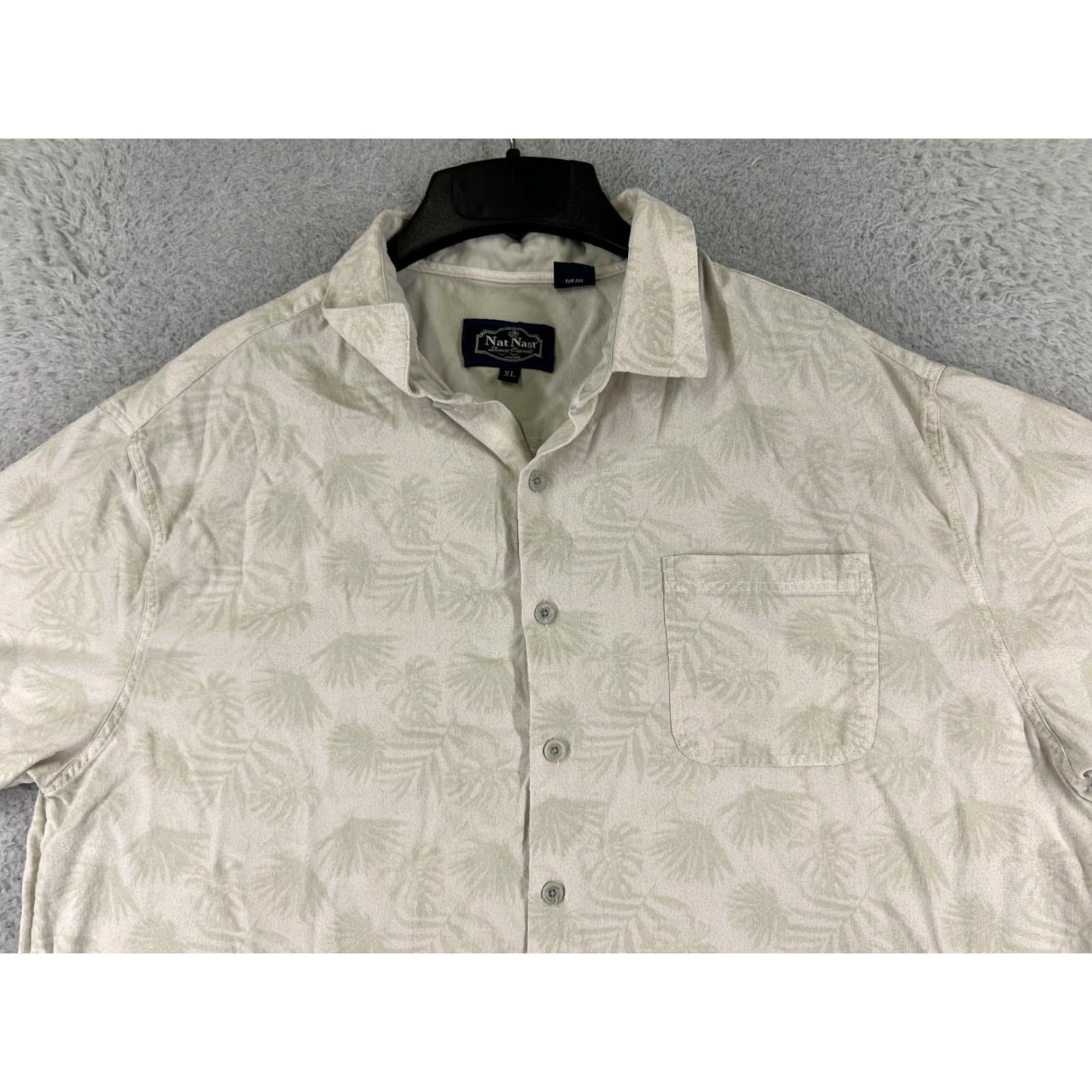 Nat Nast Nat Nast Shirt Mens XL Beige Palm All Over Print Silk Blend Button Up Size US XL / EU 56 / 4 - 4 Thumbnail