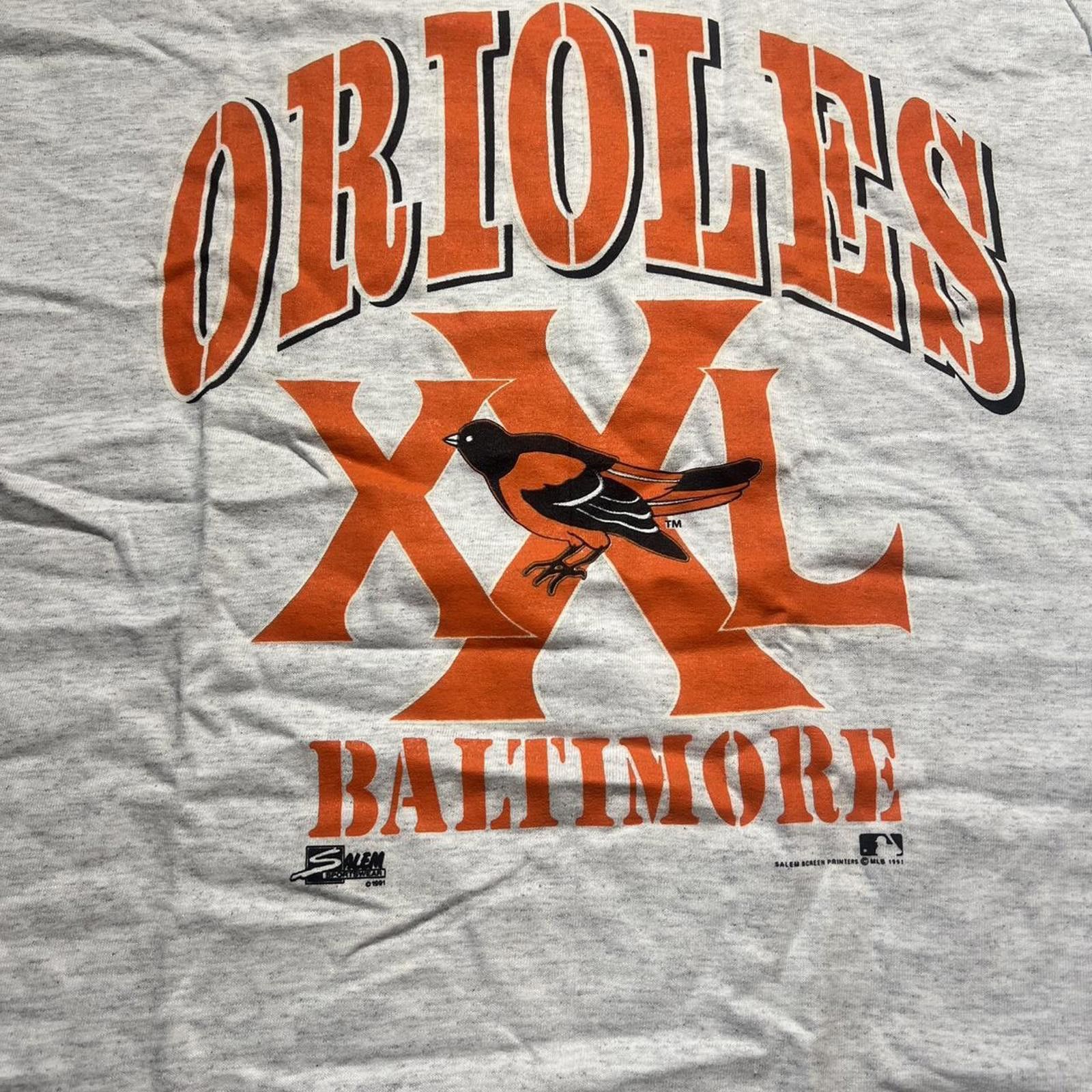 Salem Sportswear Vintage 1991 Baltimore Orioles MLB Salem Grey Tshirt Size US L / EU 52-54 / 3 - 4 Thumbnail