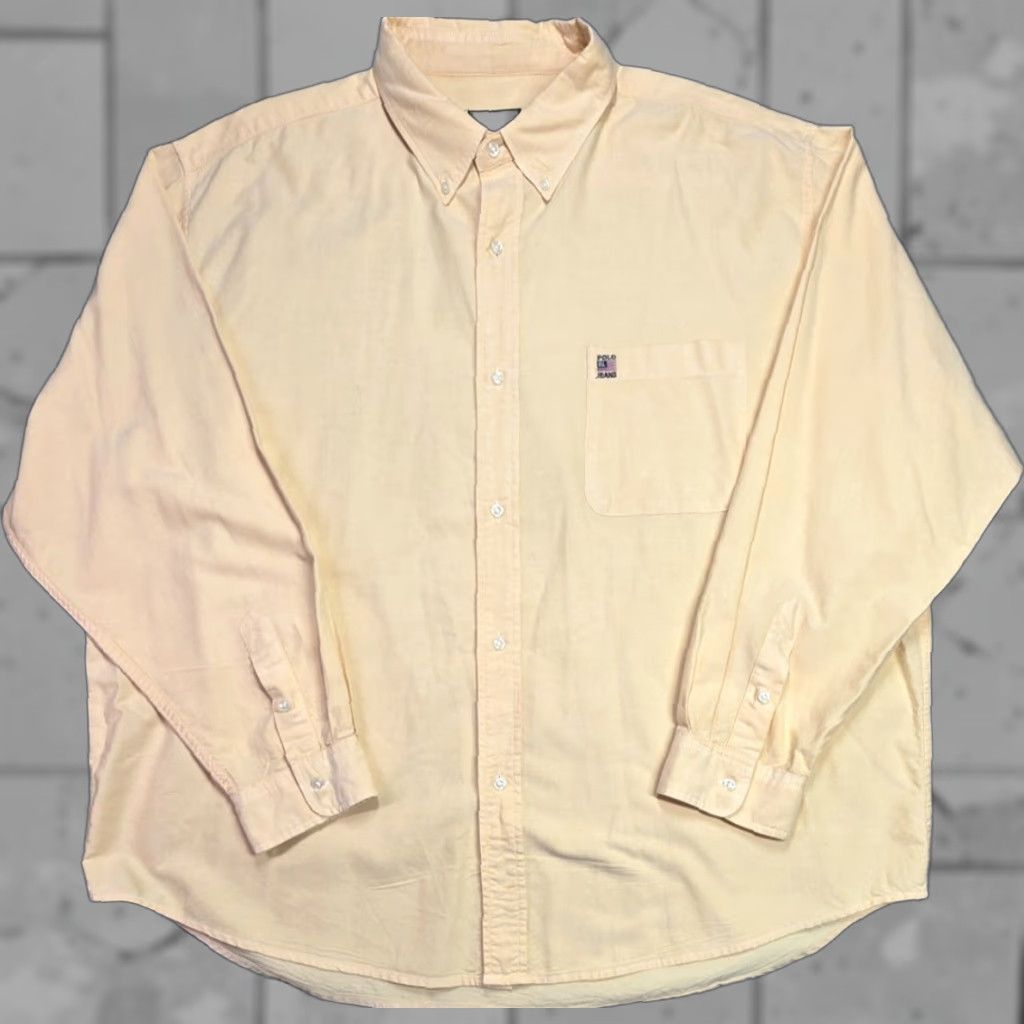 Ralph Lauren VTG Ralph Lauren Polo Jeans Co Button Up Shirt Cotton XL Yellow USA Flag Logo Vintage Classic Mens Button-Down Long Sleeve Casual Shirt Size US XL / EU 56 / 4 - 1 Thumbnail