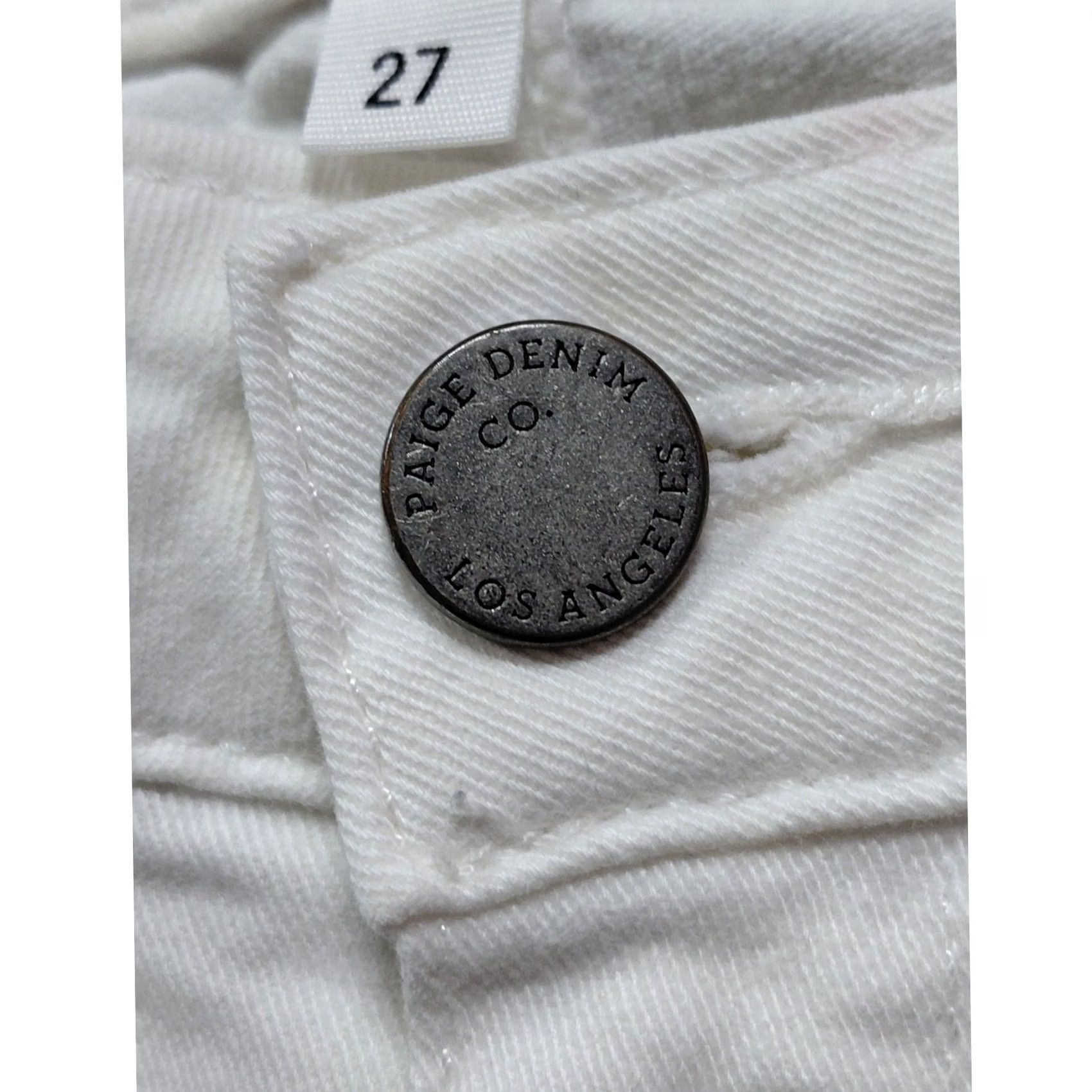 Paige PAIGE Verdugo Crop Jeans White Slim Women 27 Solid Denim Cotton Blend Stretch Skinny Color White 27 Womens Size 27" / US 4 / IT 40 - 3 Thumbnail