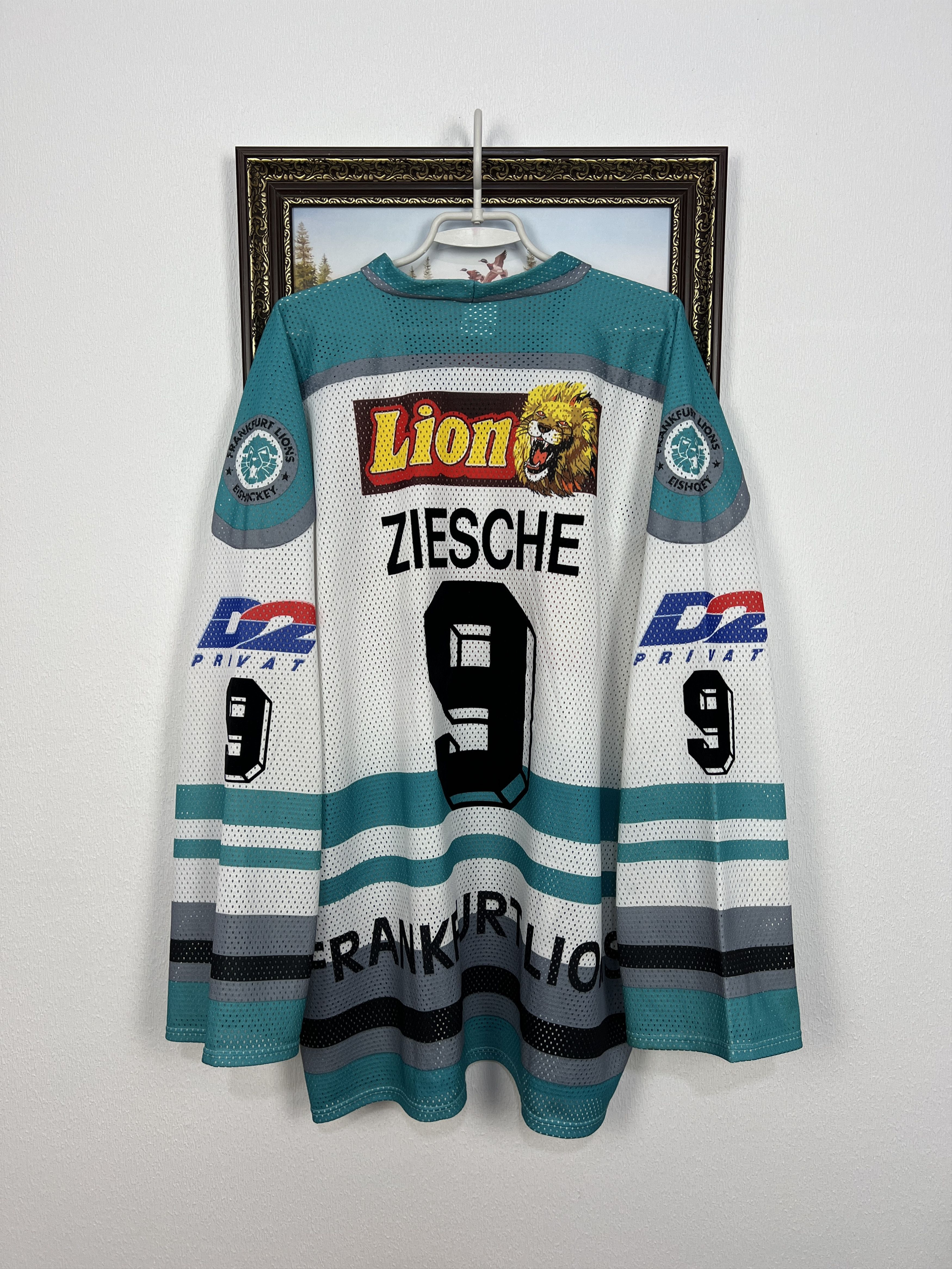 Vintage Vintage 90's Frankfurt Lions Ice Hockey #9 Ziesche Size US XL / EU 56 / 4 - 12 Thumbnail
