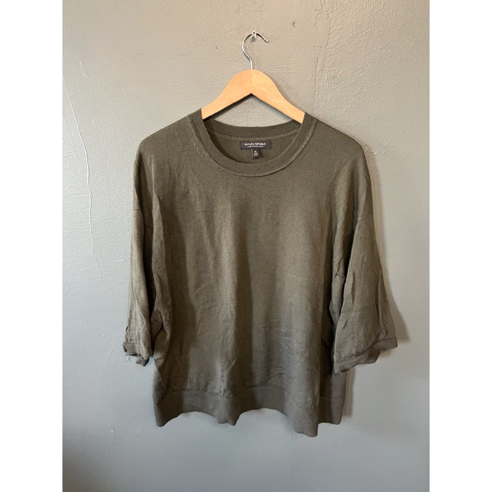 Banana Republic Banana Republic Womens Green Knit Merino Wool 3/4 Sleeve Sweater XL Pullover Knit Wool Womens Shirt? Size XL / US 12-14 / IT 48-50 - 2 Thumbnail